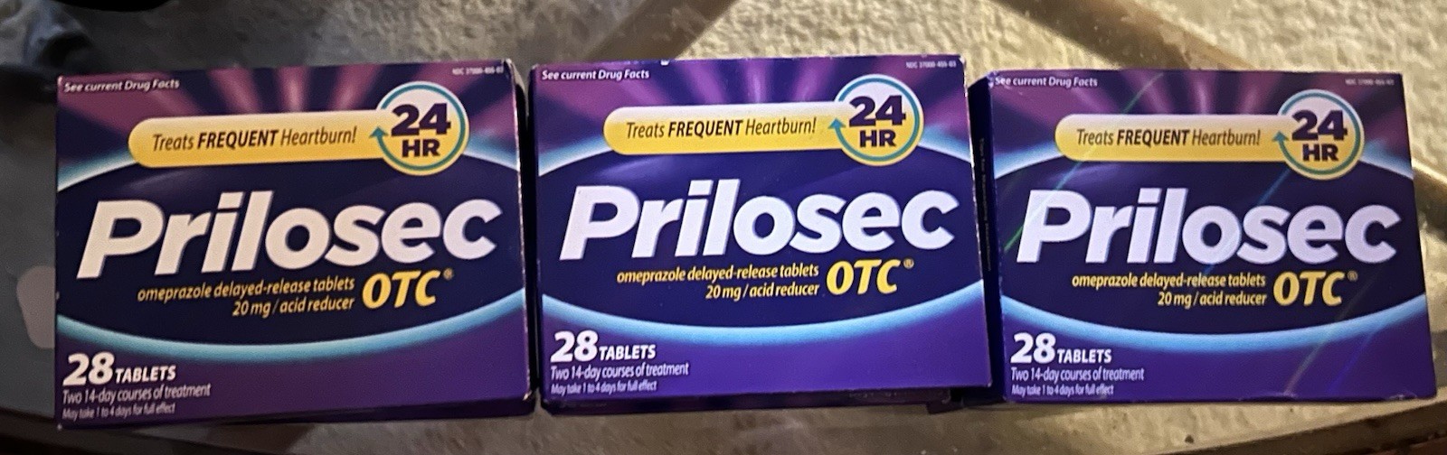 3x Prilosec OTC 24 Hour Acid Reducer 28 Tablets Exp 11/27