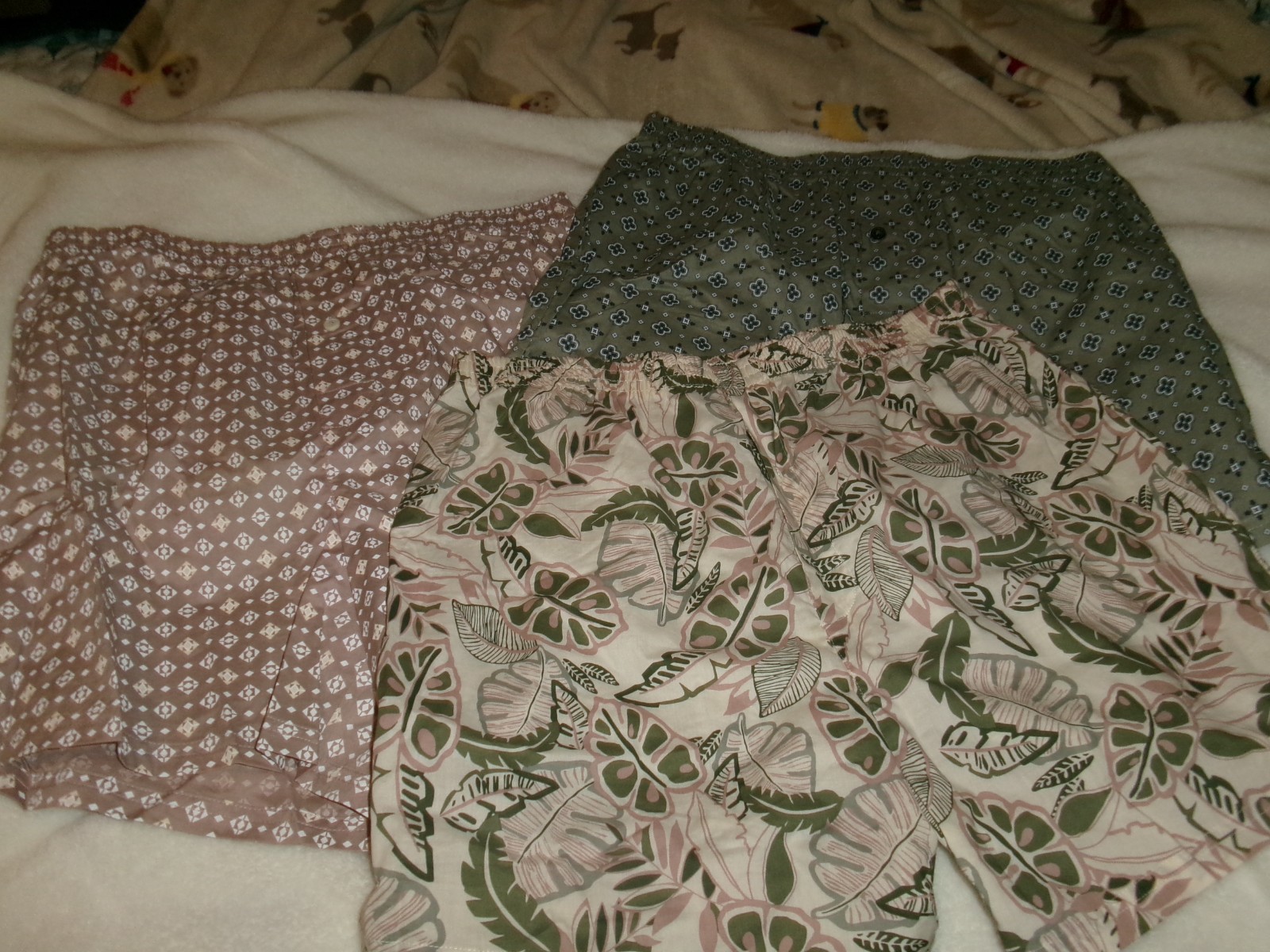NEW Stafford Underwear 3 Pair Men's 100% Cotton Woven Boxers Tropic  Print Sz Lg