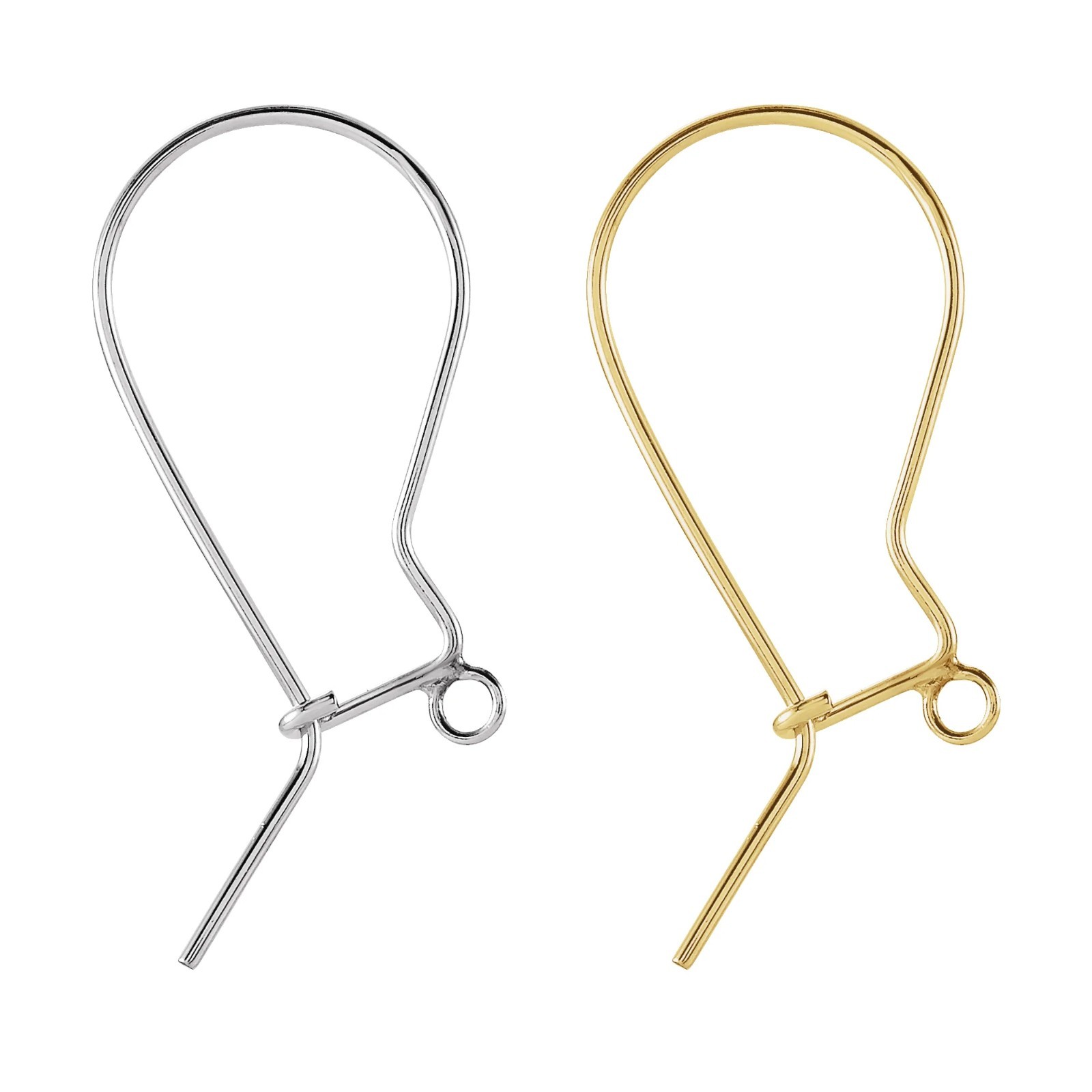 14K Yellow Gold-Filled & Sterling Silver Kidney Wire Earring Top 2 pcs