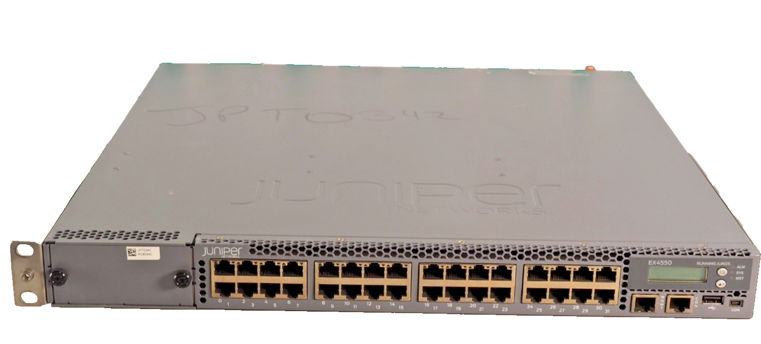 Juniper EX4550-32T-AFO 32-Port 100M/1G/10GBASE-T Switch 650-067041 2*AC 650W PSU
