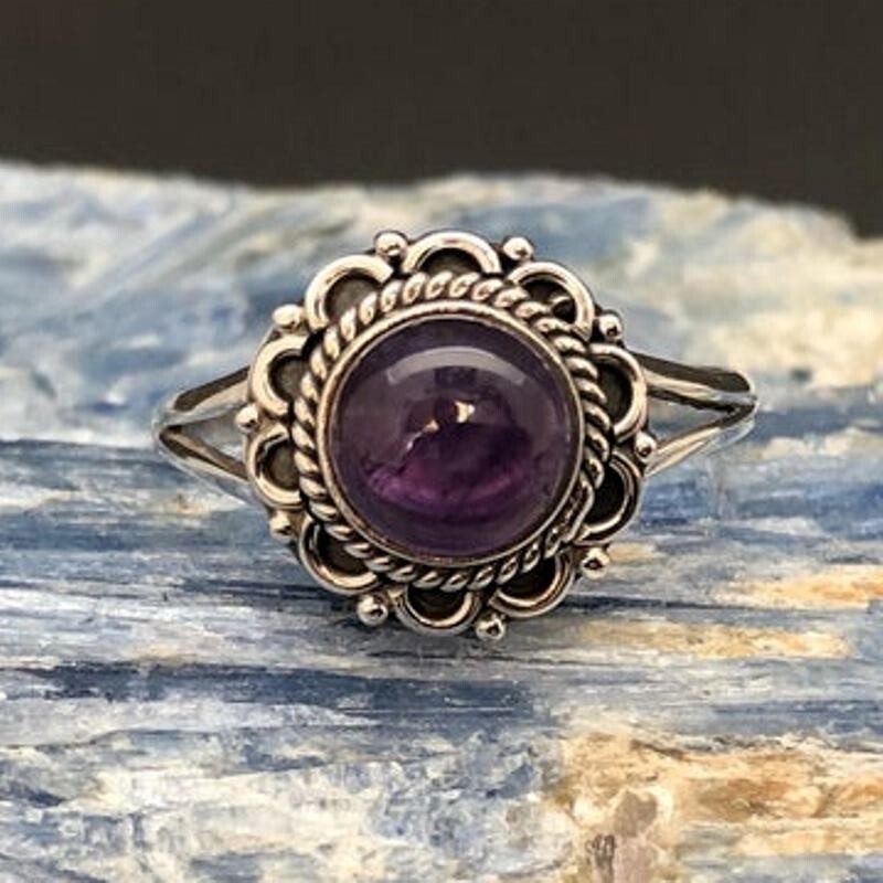Ring 925 Sterling Silver Women Natural Amethyst Gemstone Women Jewelry