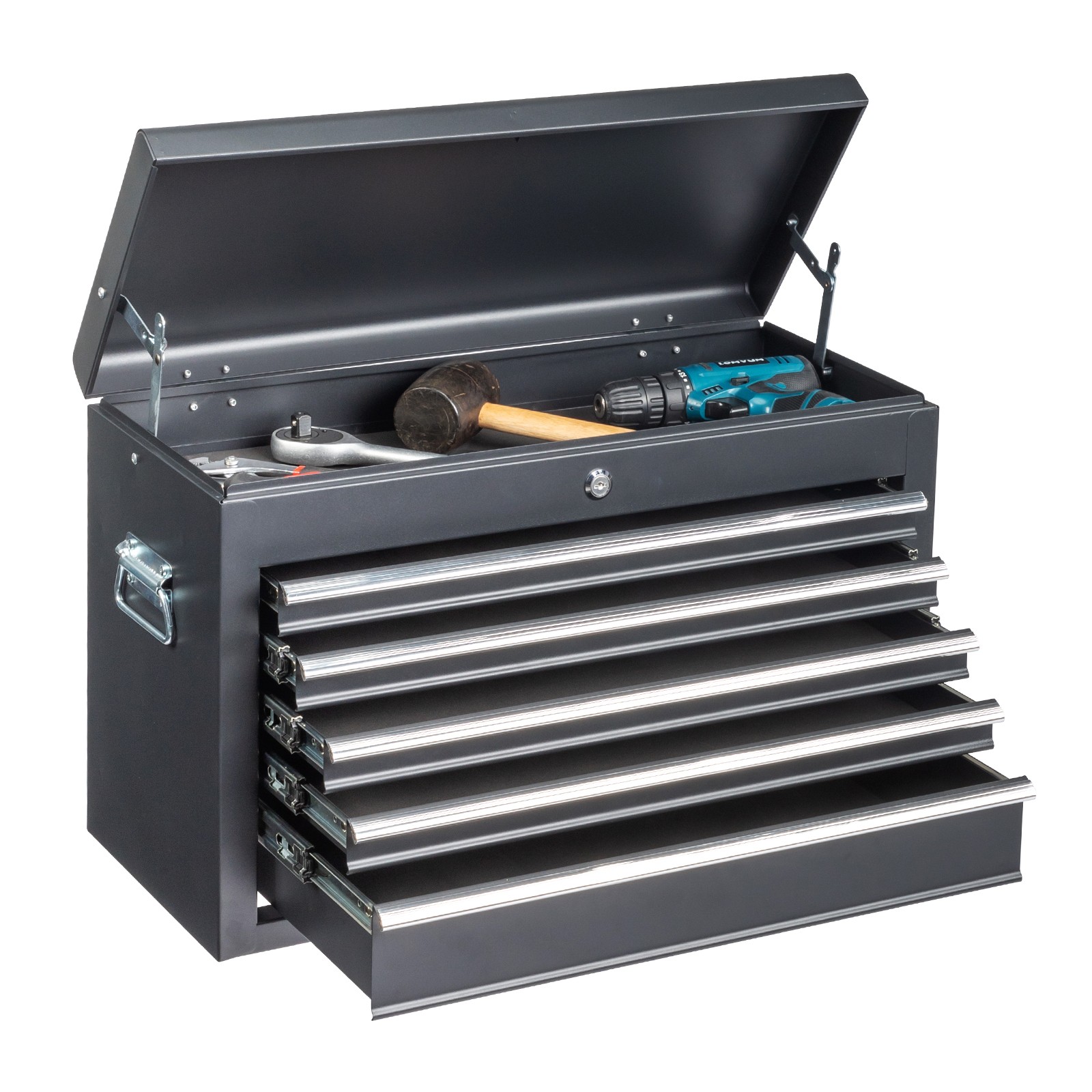 23.8" Tool Chest Steel Tool Storage Box with 5 Drawers & Locking System & Keys