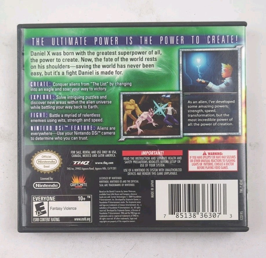 Daniel X: The Ultimate Power Nintendo DS Case & Manual Only NO GAME Authentic