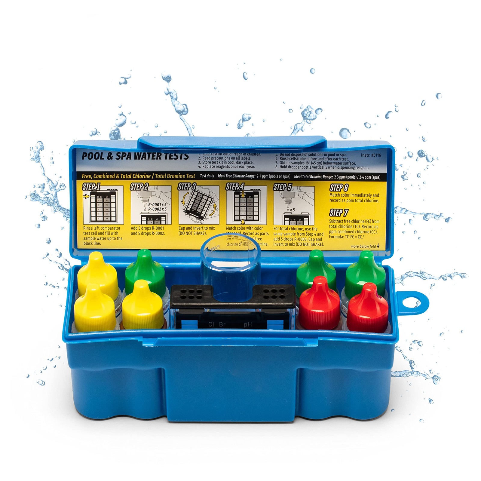 6in1 Pool Test Kit for Chlorine, pH, Alkalinity & More  100+ Tests