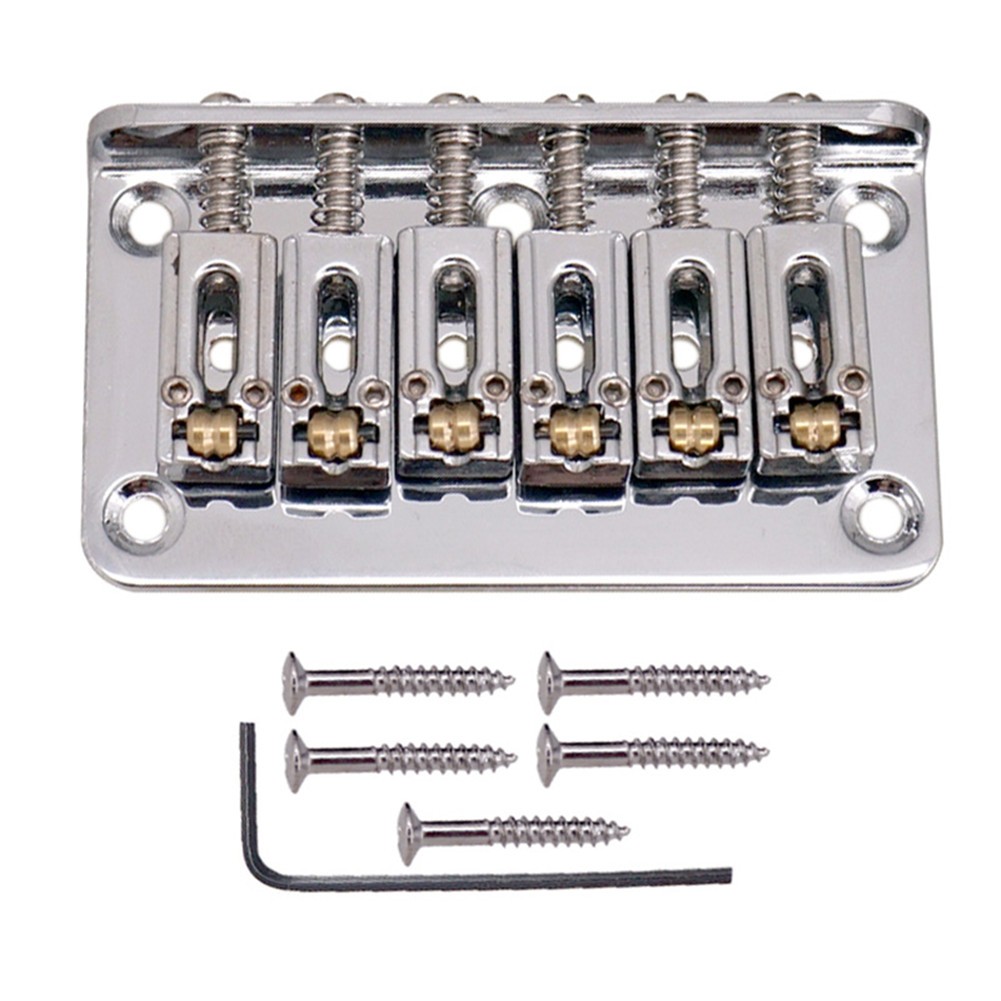 6 String Roller Saddle Hardtail Bridge with Wrench Screws for Electric Guitar D