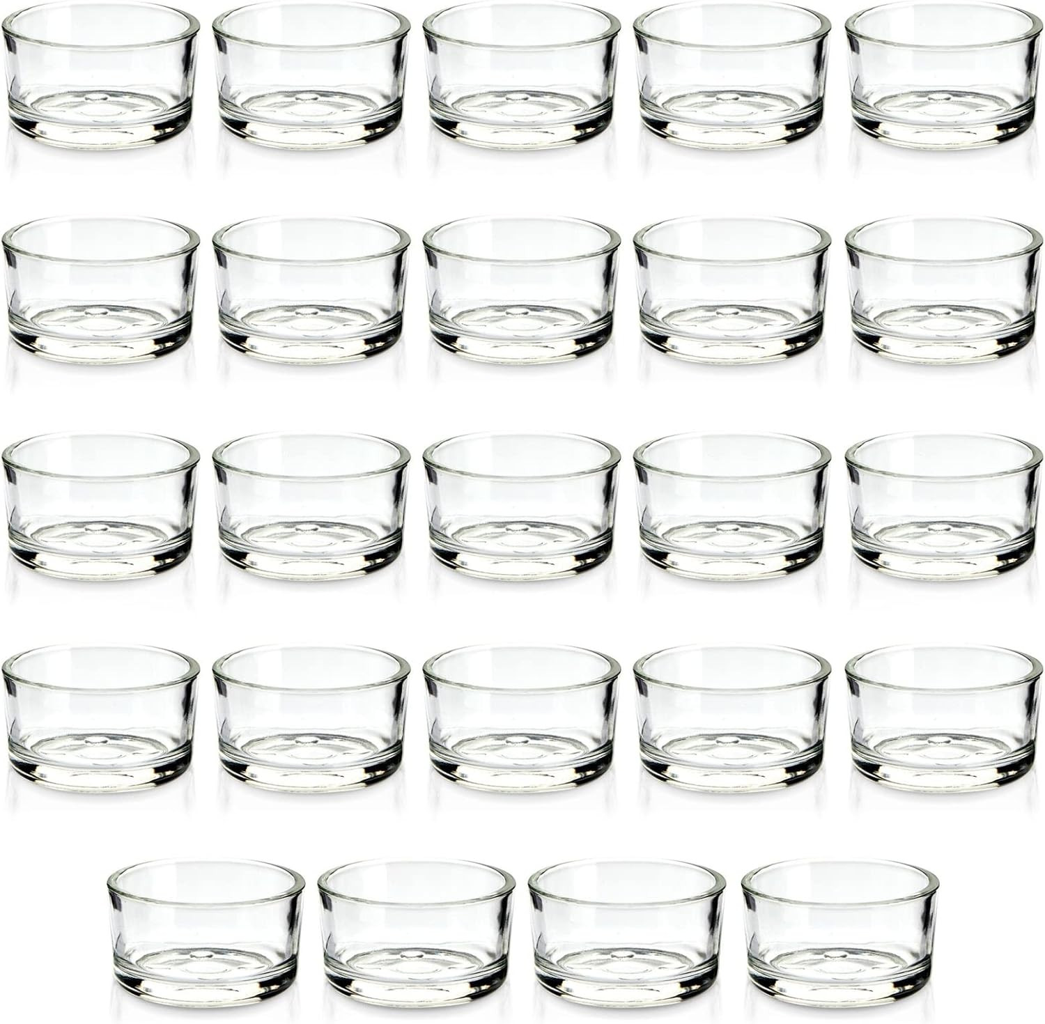 Glass Tealight Candle Holders - 1.9 in Dia X 1.0 in H Clear Short Votive - 24 Pa