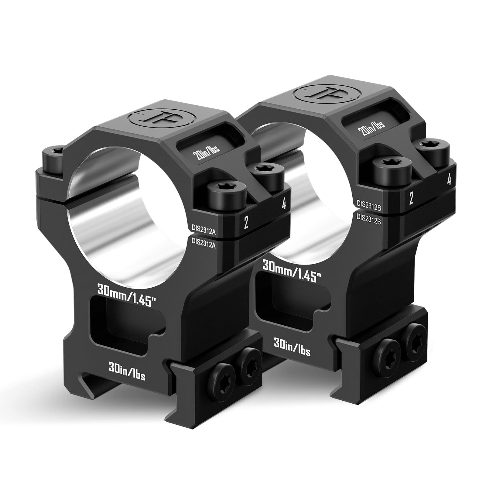 DISCOVERYOPT 7075 Aluminum Scope Rings, 30mm Rifle Mount 30mm, Black