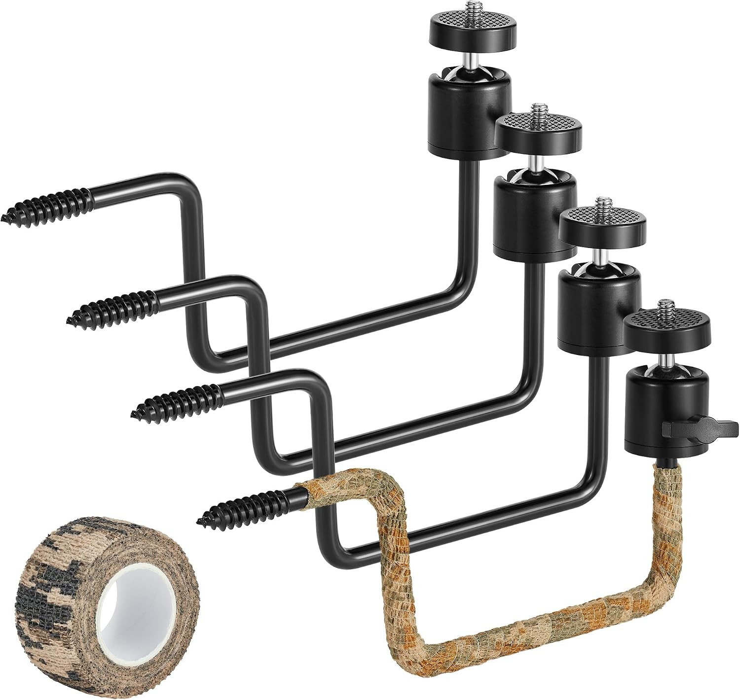 4 Pack Trail Camera Mount 360 Tree Bracket 1/4 Thread Camo Game Cam Tree Screw