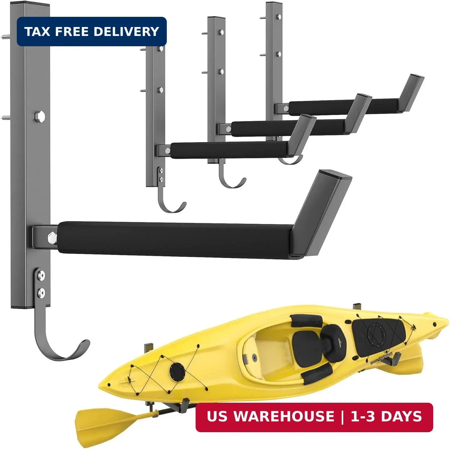 WALMANN Wall Mount Kayak Rack for Garage, Heavy-Duty Kayak Storage Hangers with