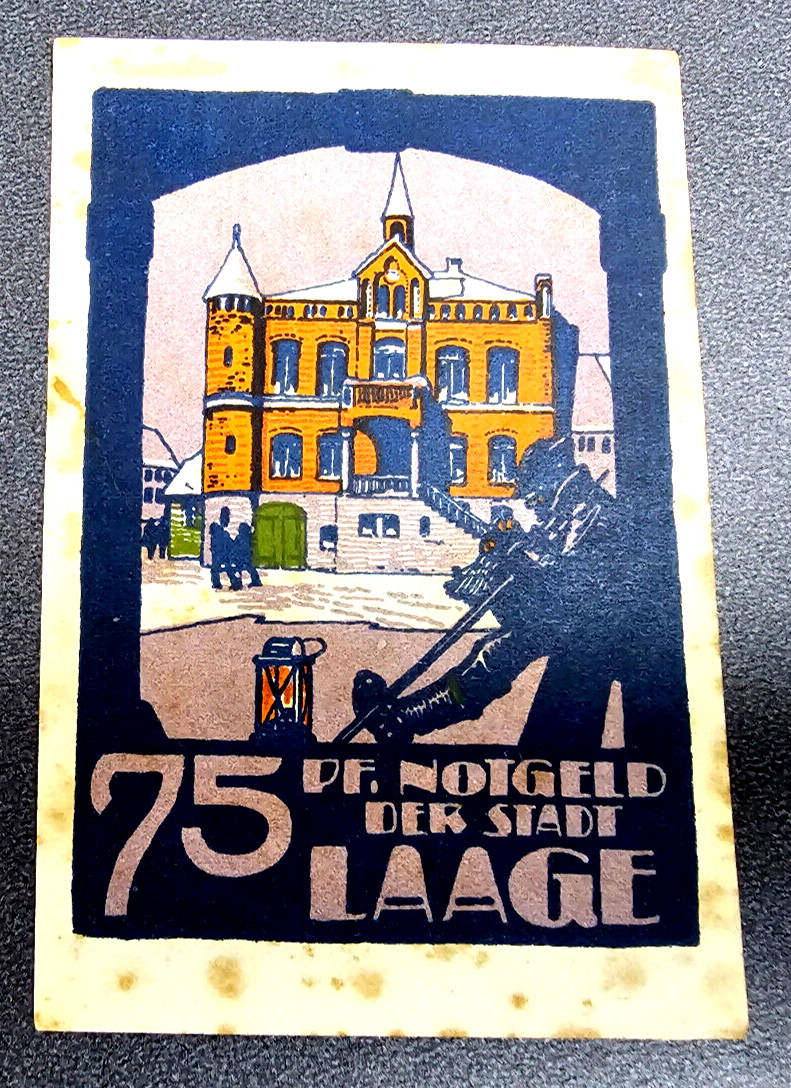 LAAGE NOTGELD 75 PFENNIG 1921-1924 EMERGENCY MONEY GERMANY BANKNOTE (33033)