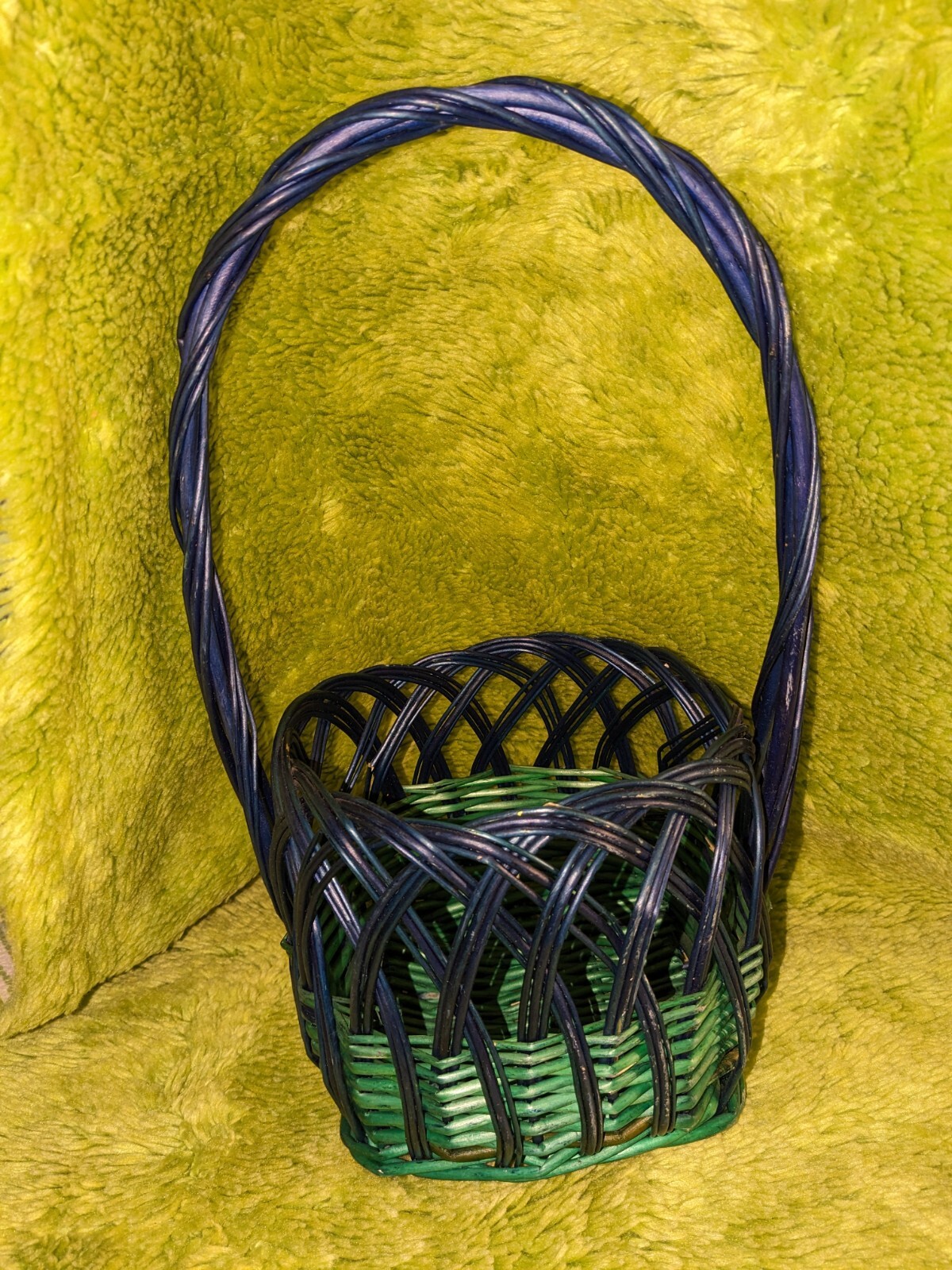 Vintage Blue And Green Wood Easter Basket