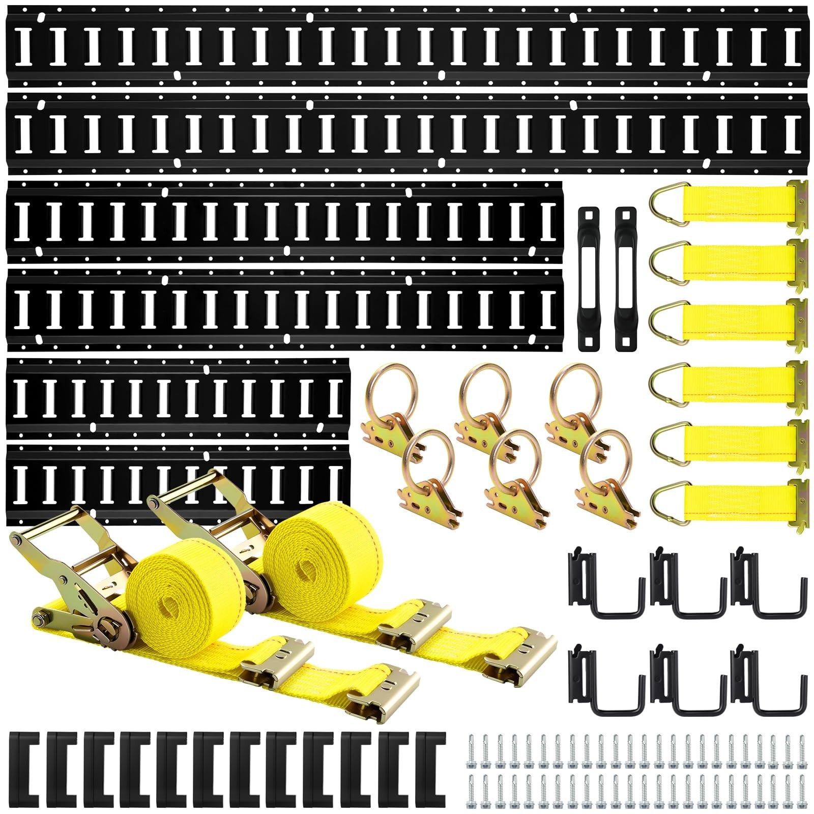 Elechomes E Track Tie-Down Rail Kit：88 Pcs Set Etrack kit 6 Rails, 2 Ratc