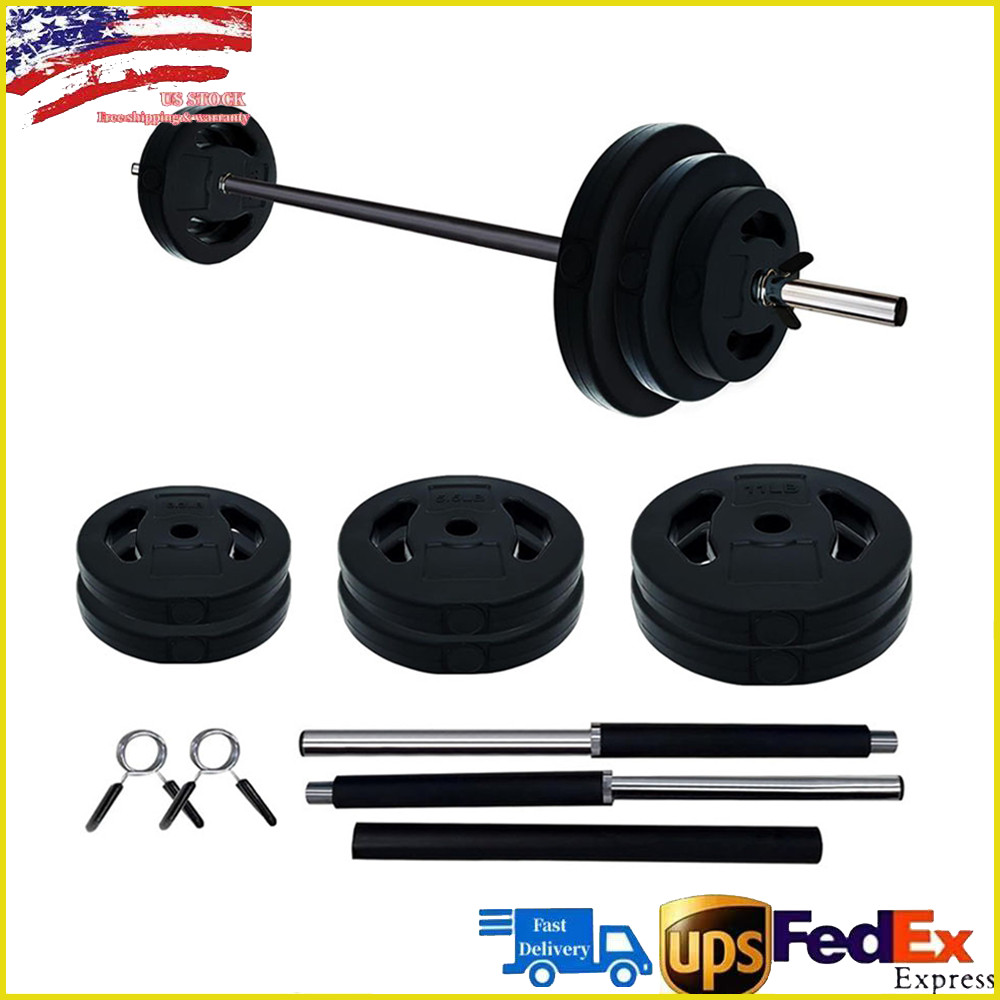 40 Lbs Barbell Weight Set, Adjustable Free Weights for Home and Gym Workout Use