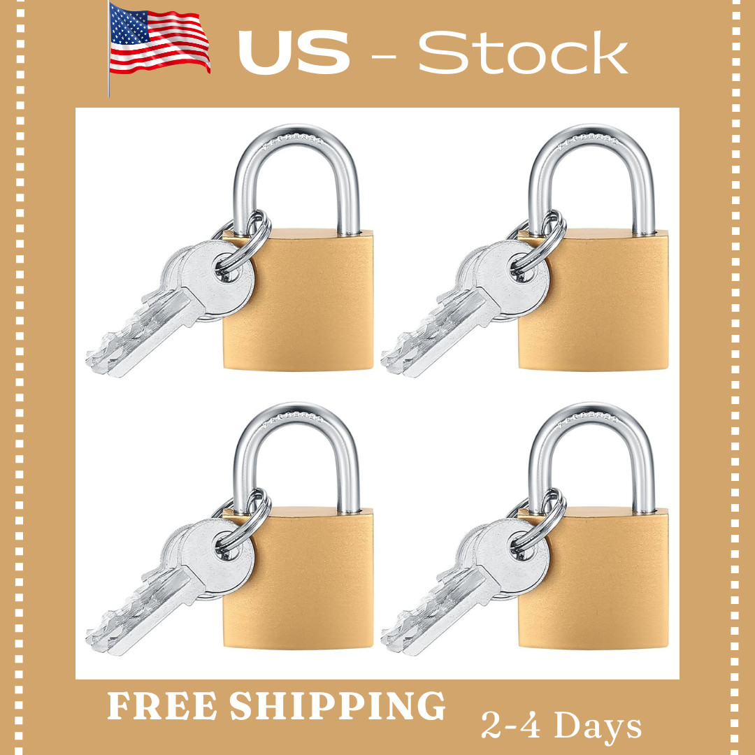4 Pack Small Brass Padlocks with Keys Same Key Locks for Lockers Toolbox More f