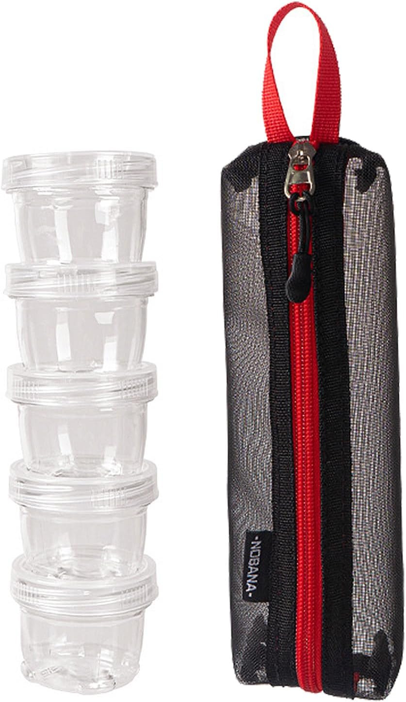 Camping Spice Kits, Travel Spice Container Bag with 5 Clear Seasoning Bottles Ou
