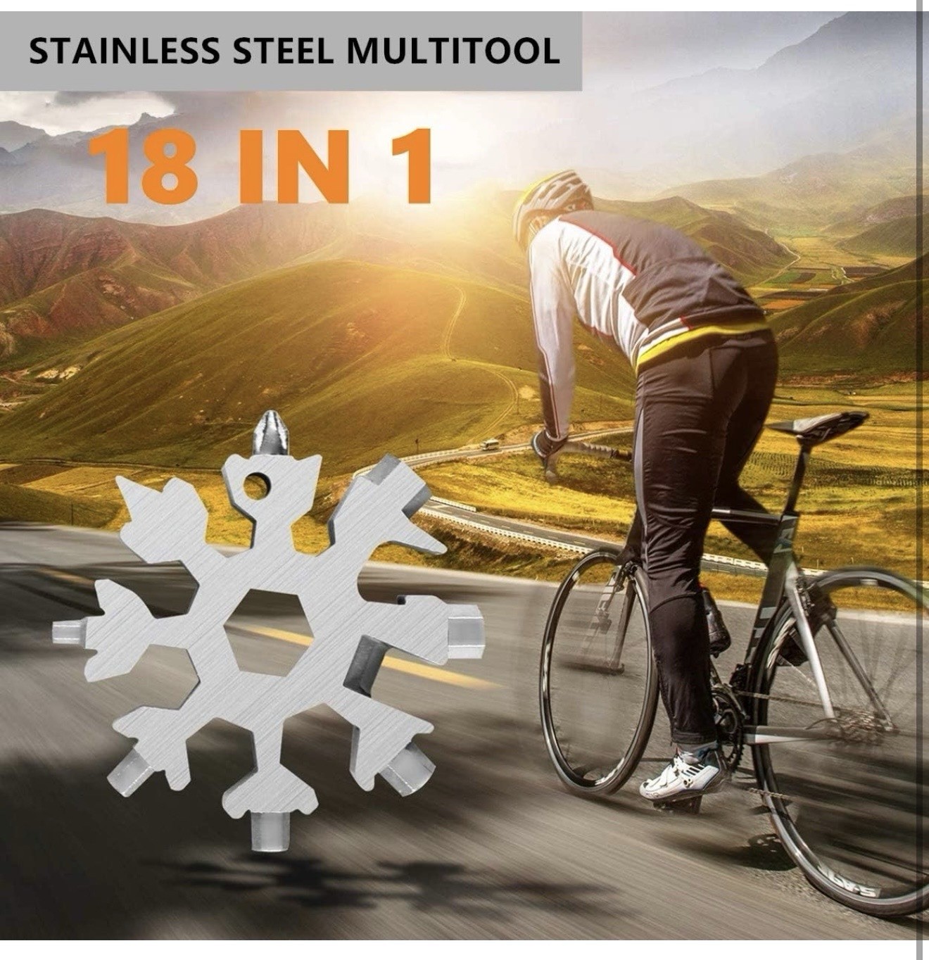 18-in-1 Snowflake Multi Tool Stainless Steel Pocket Keychain (T-53)