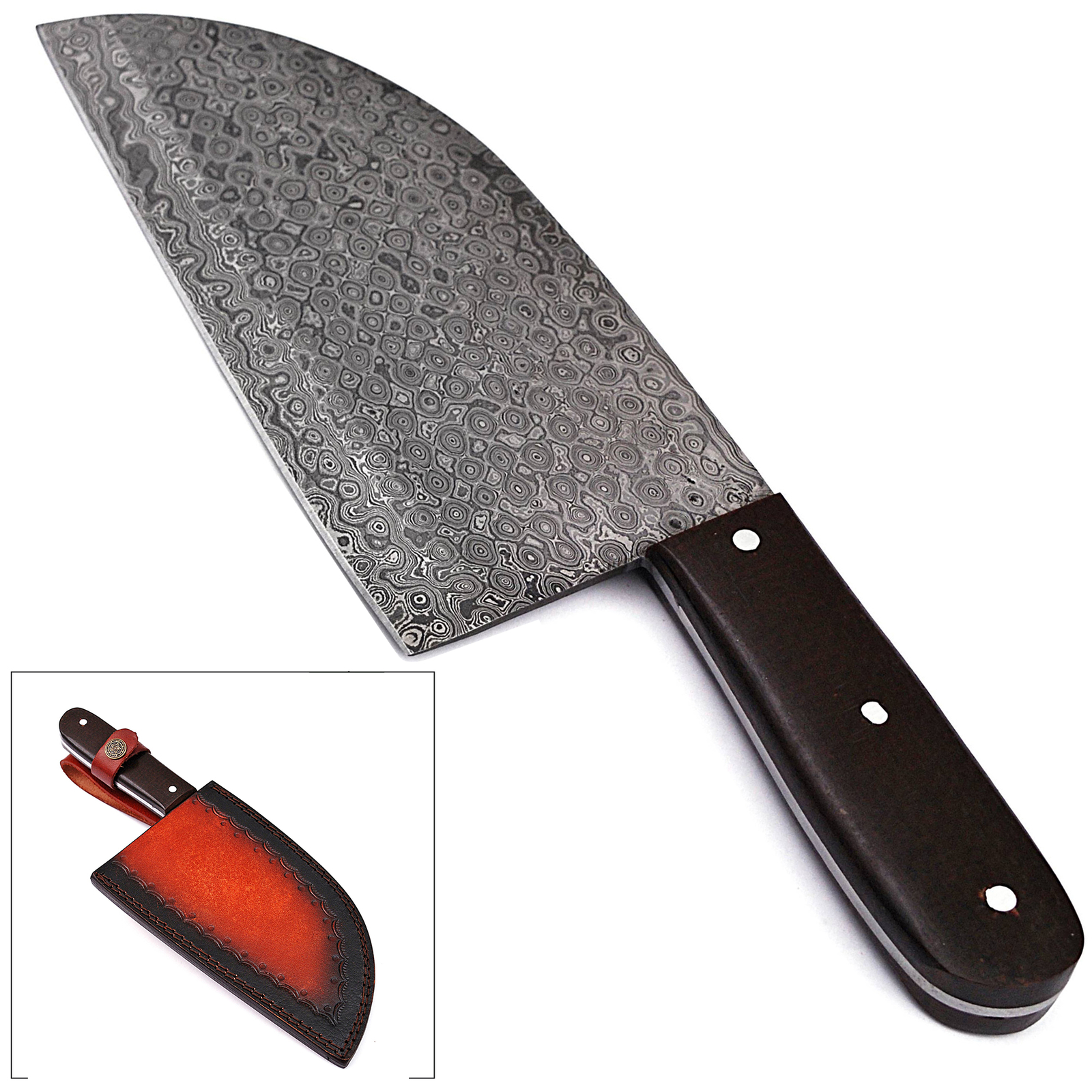 11.5 Inch Cleaver Knife, Hand-Forged Full Tang Damascus Steel Butcher Knife