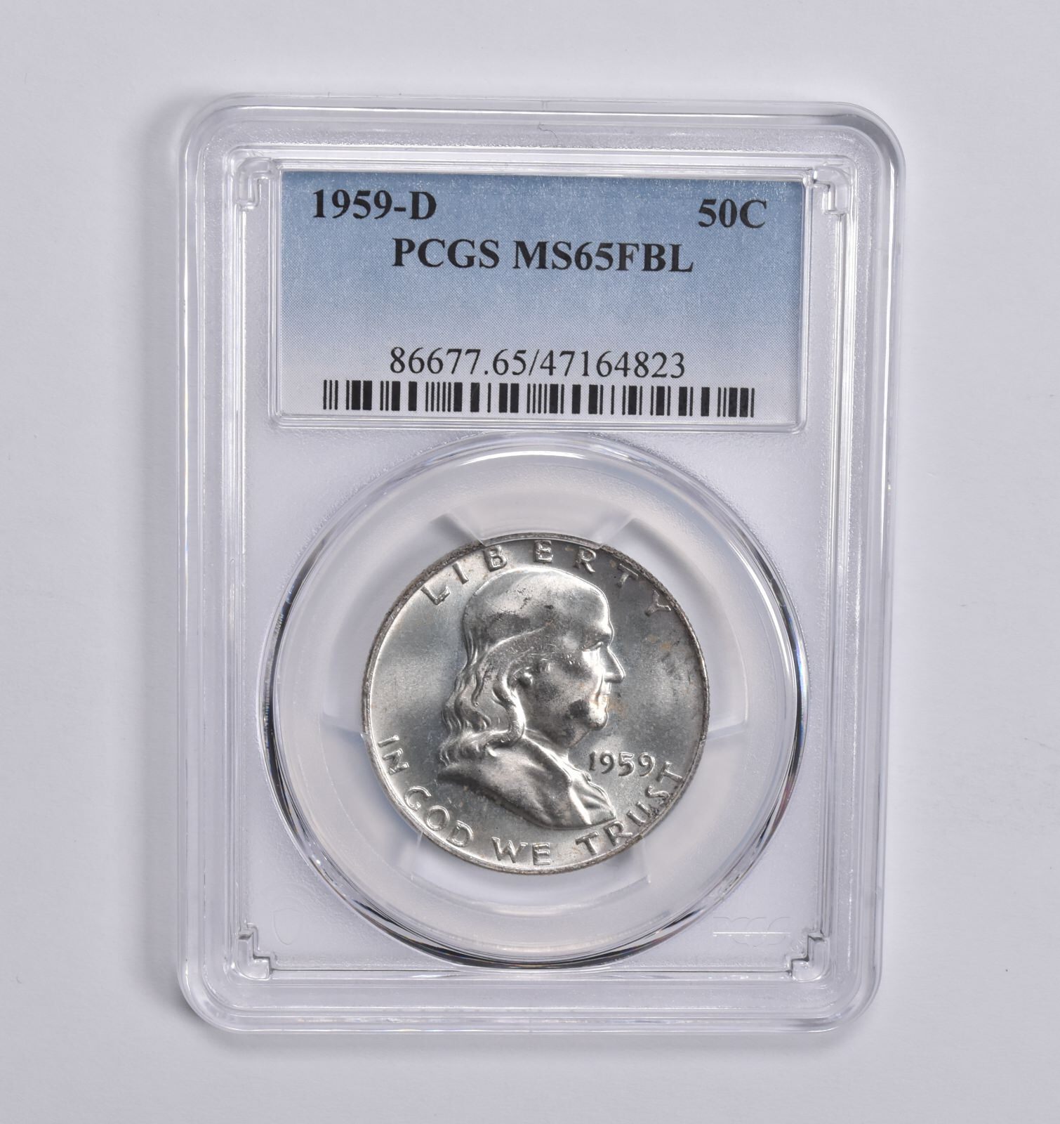 1959-D Franklin Half Dollar MS65 FBL PCGS Blue Label