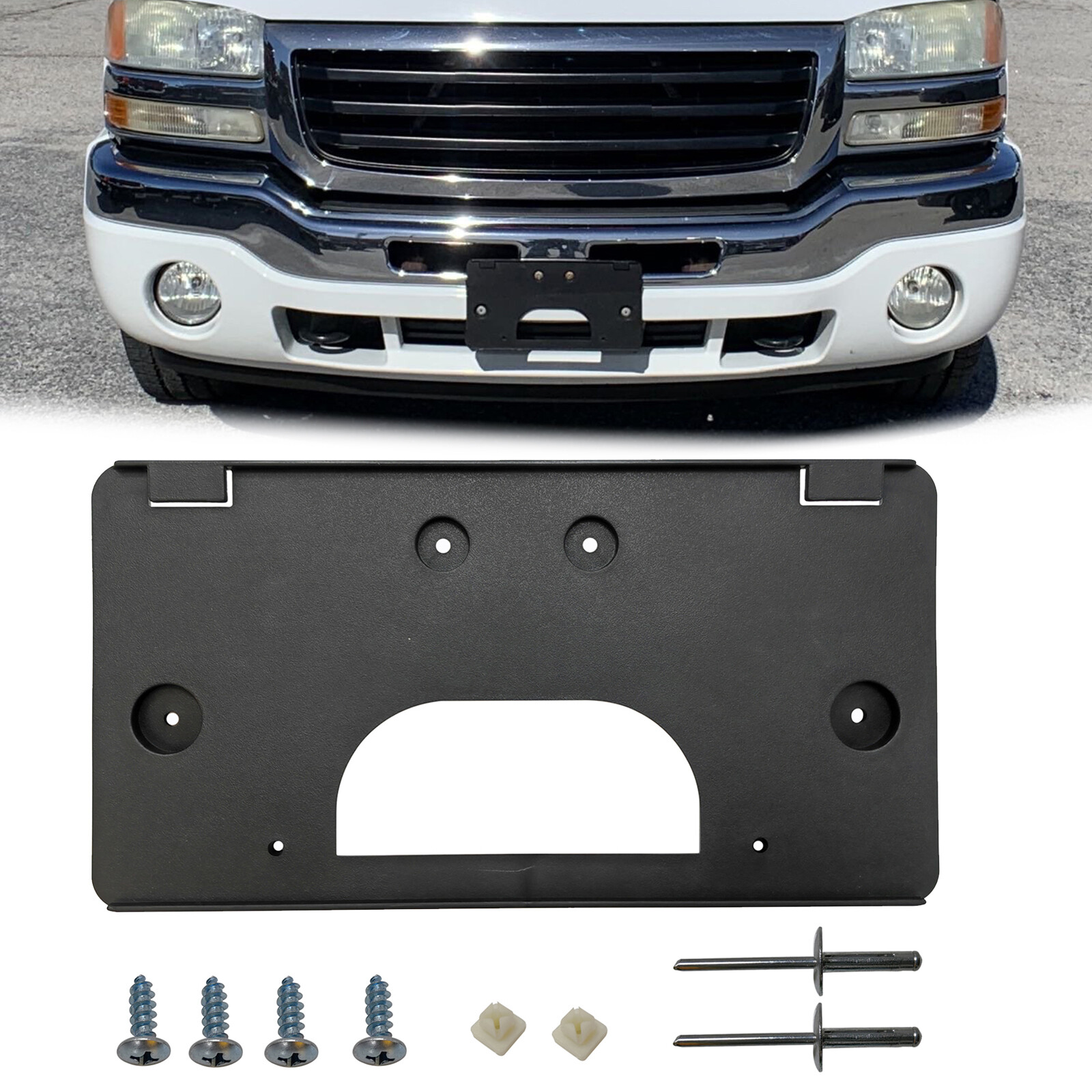For 2003-2007 GMC Sierra 1500 2500 3500 Front License Plate Frame Bracket Holder