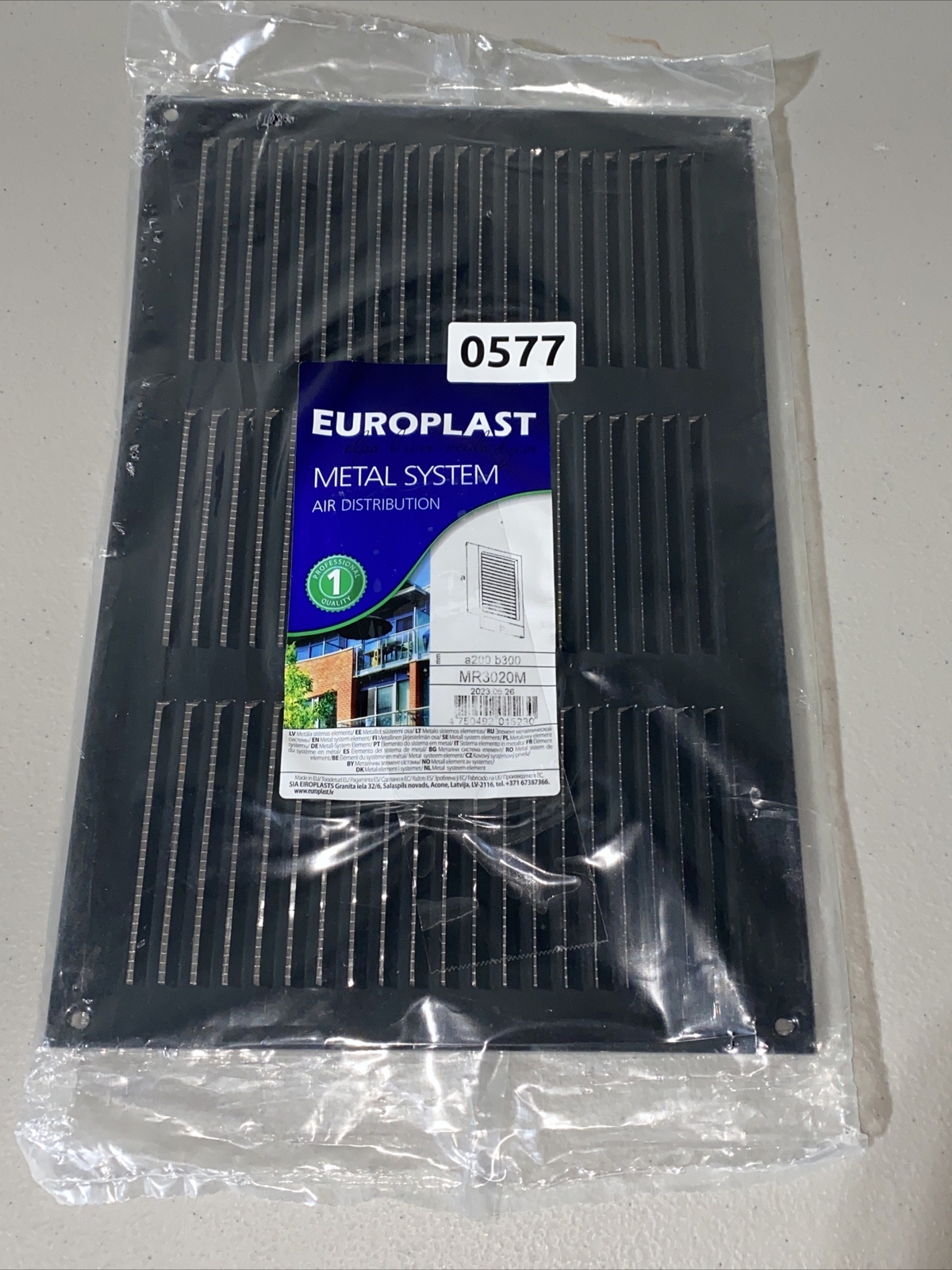 Europlast Metal System Air Distribution MR3020M Black Rectangular Grate 12”x8”