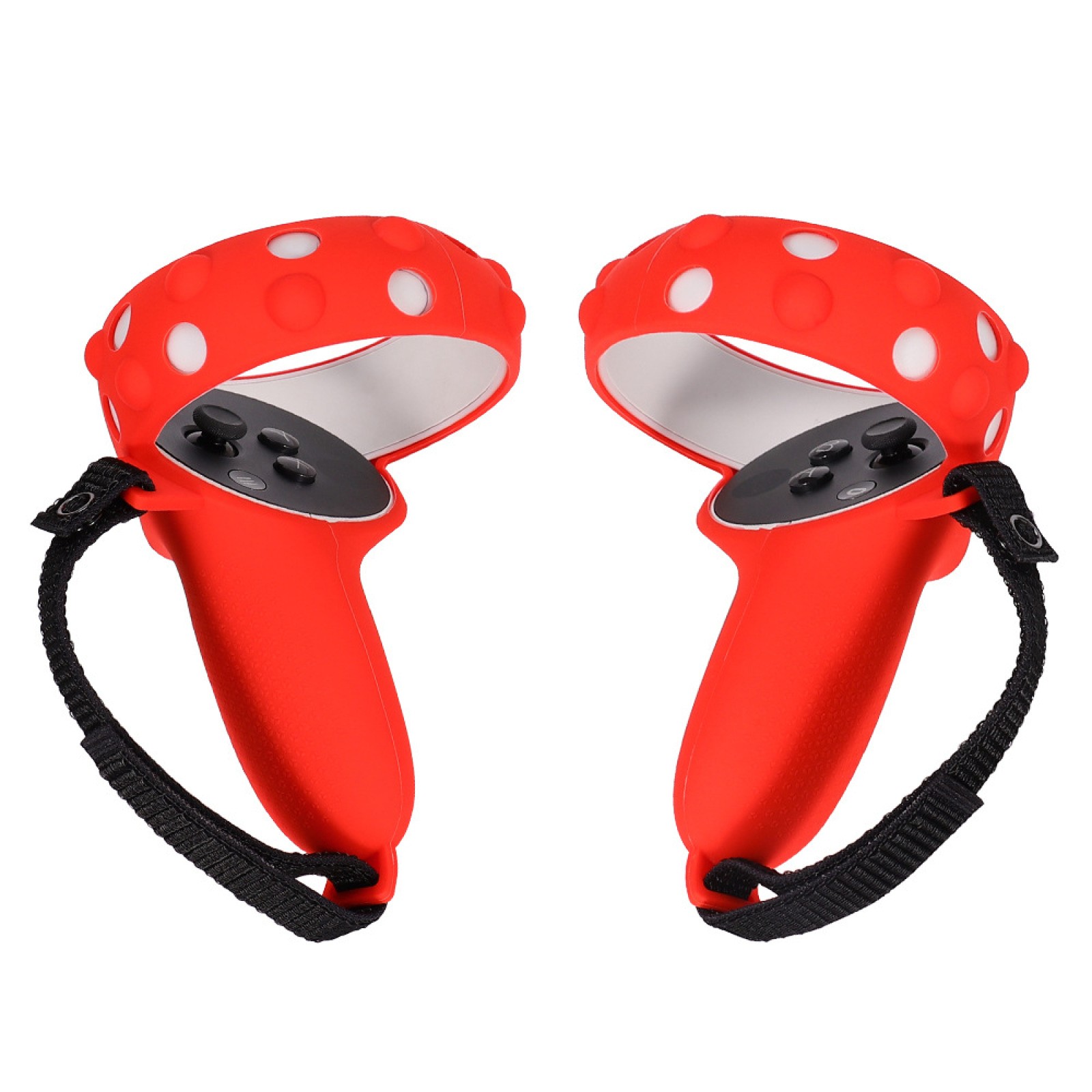 2Pcs Handle Grip Cover Silicone+Nylon Strap For Oculus Quest 2 VR Controller