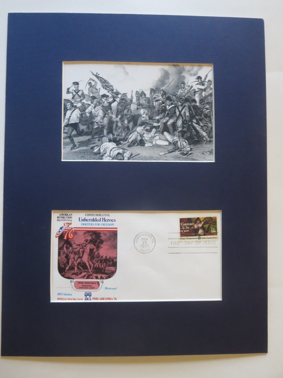 Battle of Camden Hero Peter Francisco & First day Cover of his own stamp