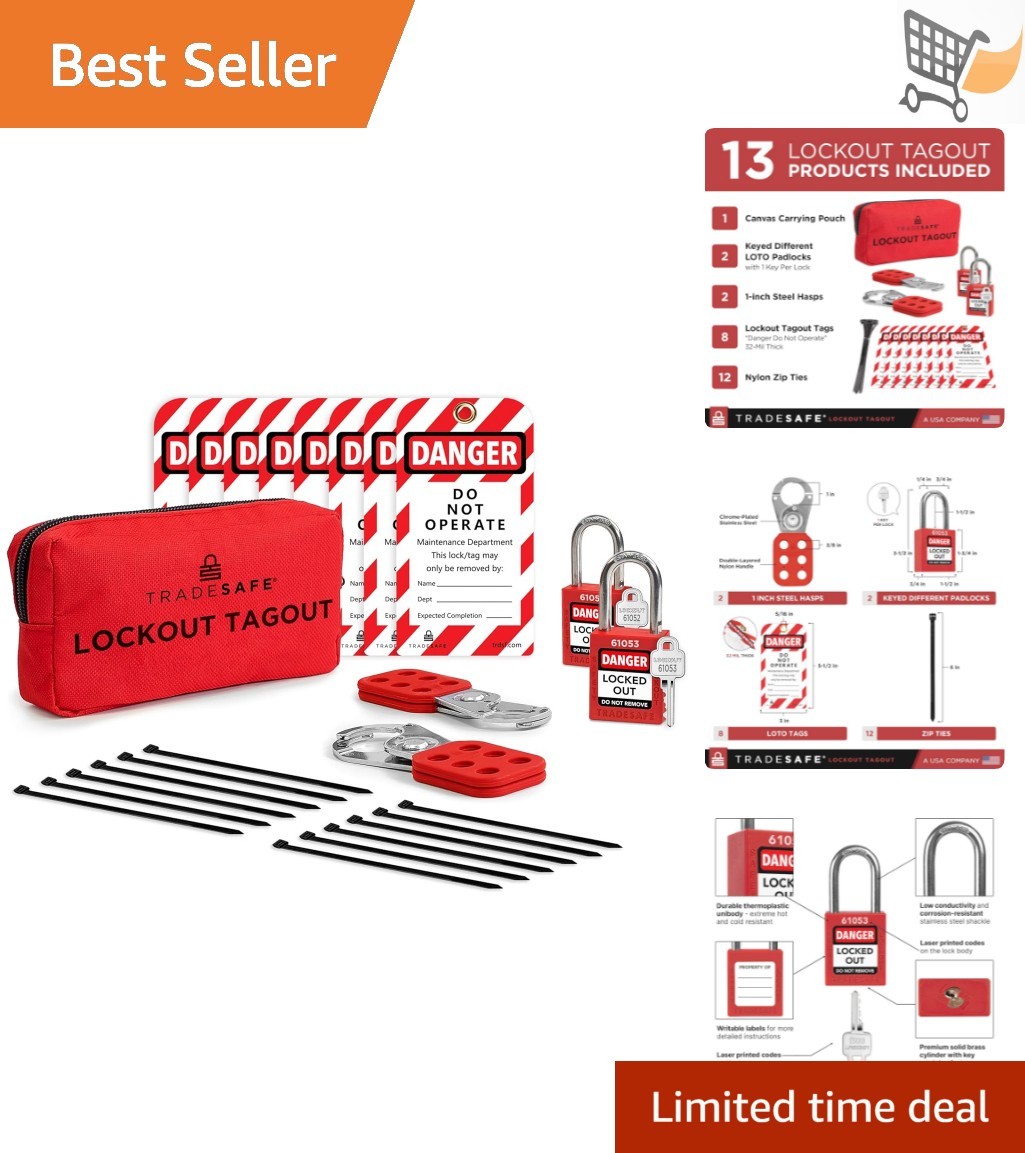 Lockout Tagout Kit OSHA Compliant Industrial Grade Safety Lockout Equipment