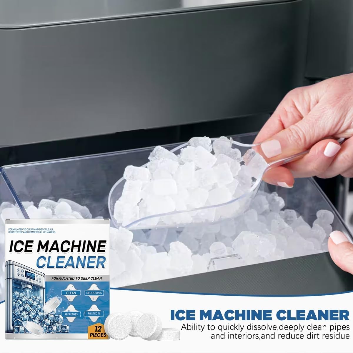 24 Deep Cleaning Tablets for Ice Machines - Compatible & Time-Saving Solution