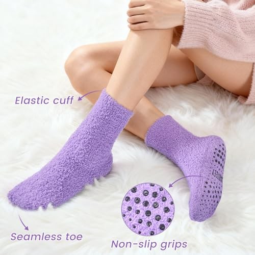 Fuzzy Grip Socks for Women, Fluffy Slipper Sock, Warm & Cozy Gifts for 7color