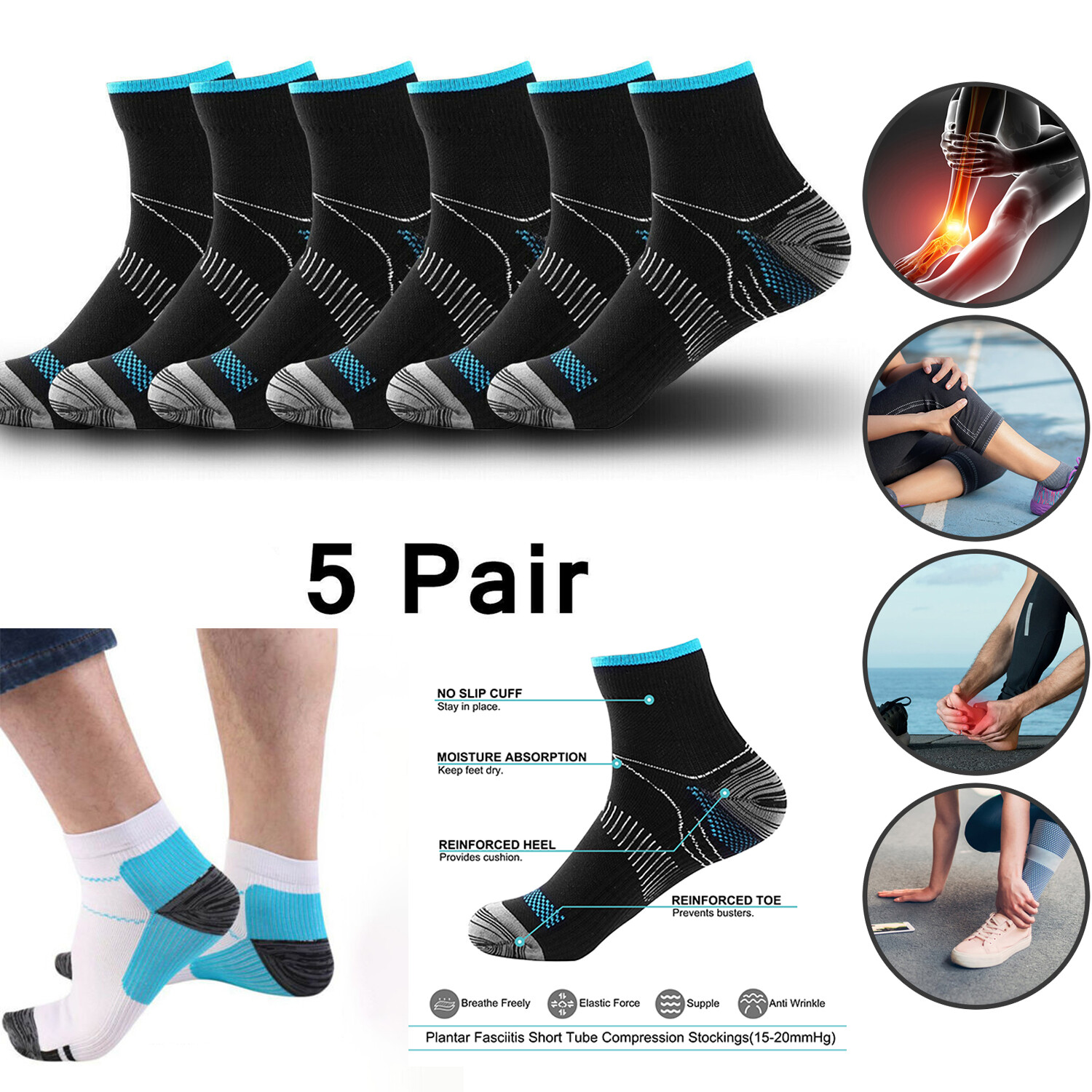 Plantar Fasciitis Relief Socks for Arch Pain Relief & Ankle Compression Support