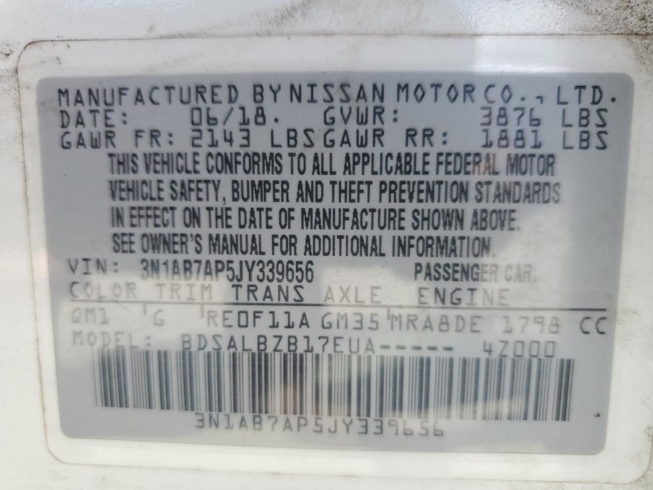 SENTRA 2018 Glove Box 4861350