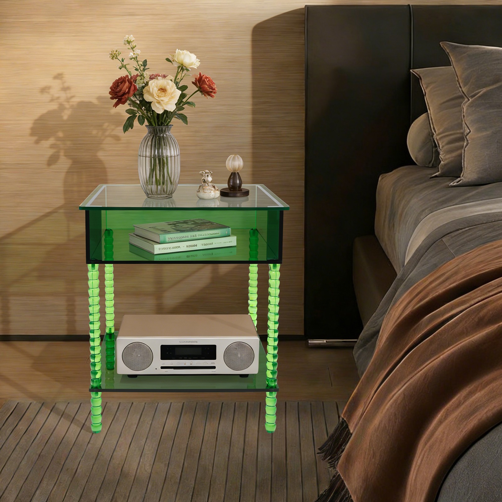 Acrylic Side Table End Table with Storage Nightstand for Living Room Bedroom