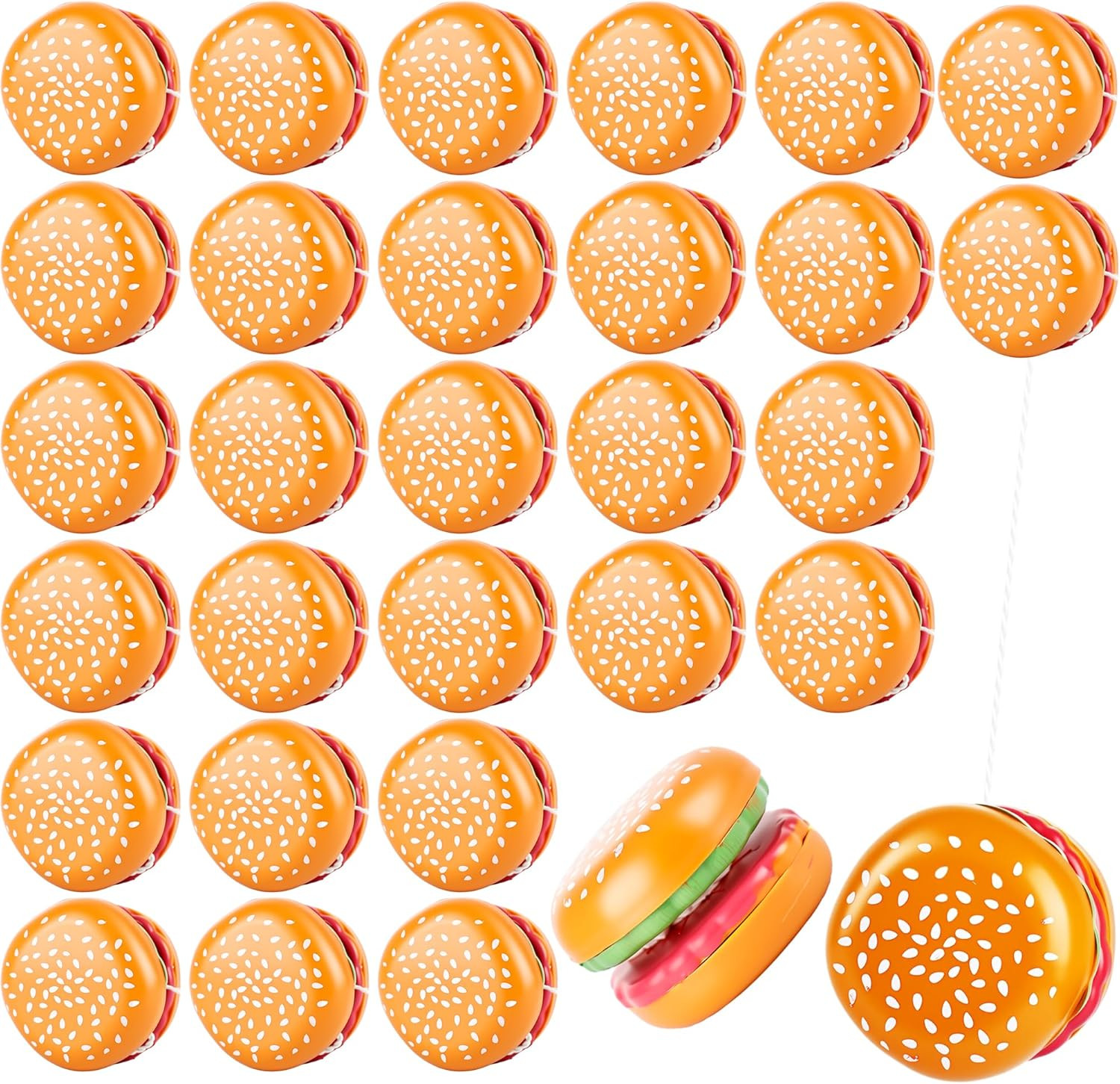 30 Pack Hamburger Yo Yo Toys Funny Plastic Yo Yo Bulk Novelty Responsive Ball fo