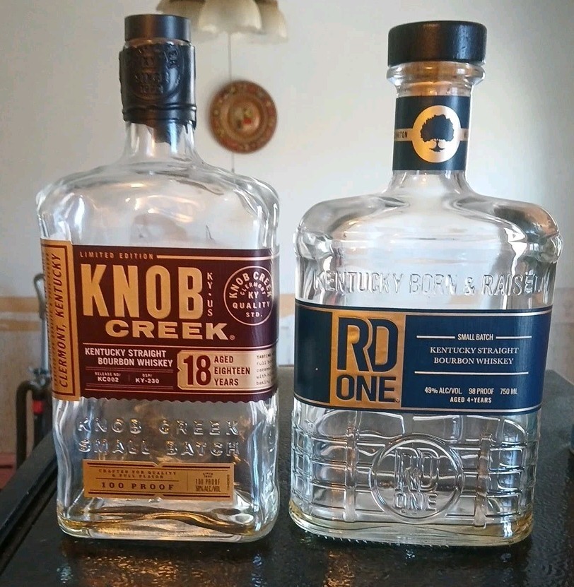Knob Creek & RD One Empy Bourbon Bottles - Empty  - 750 ml