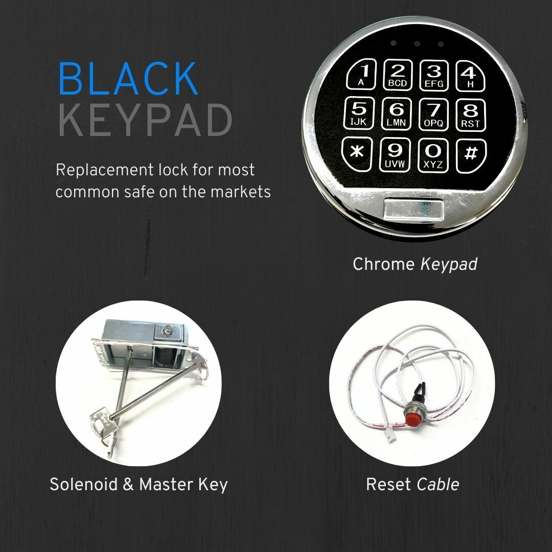 Gun Safe Electronic Lock Replacement Solenoid Safe Lock & 2 Override Key