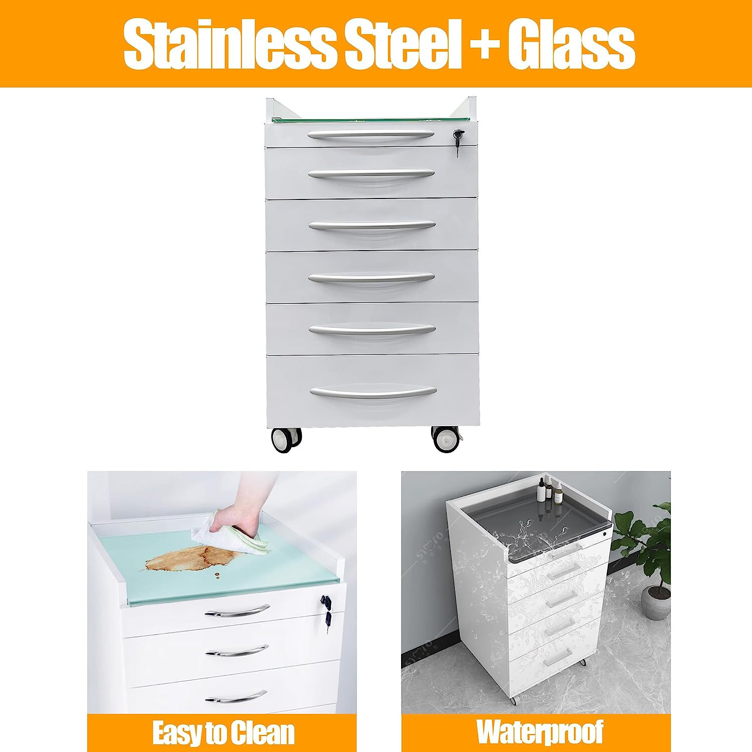 20" 5 Drawer  Assistant's Mobile Cabinet,Office File Cabinet,W/Lock,Caster