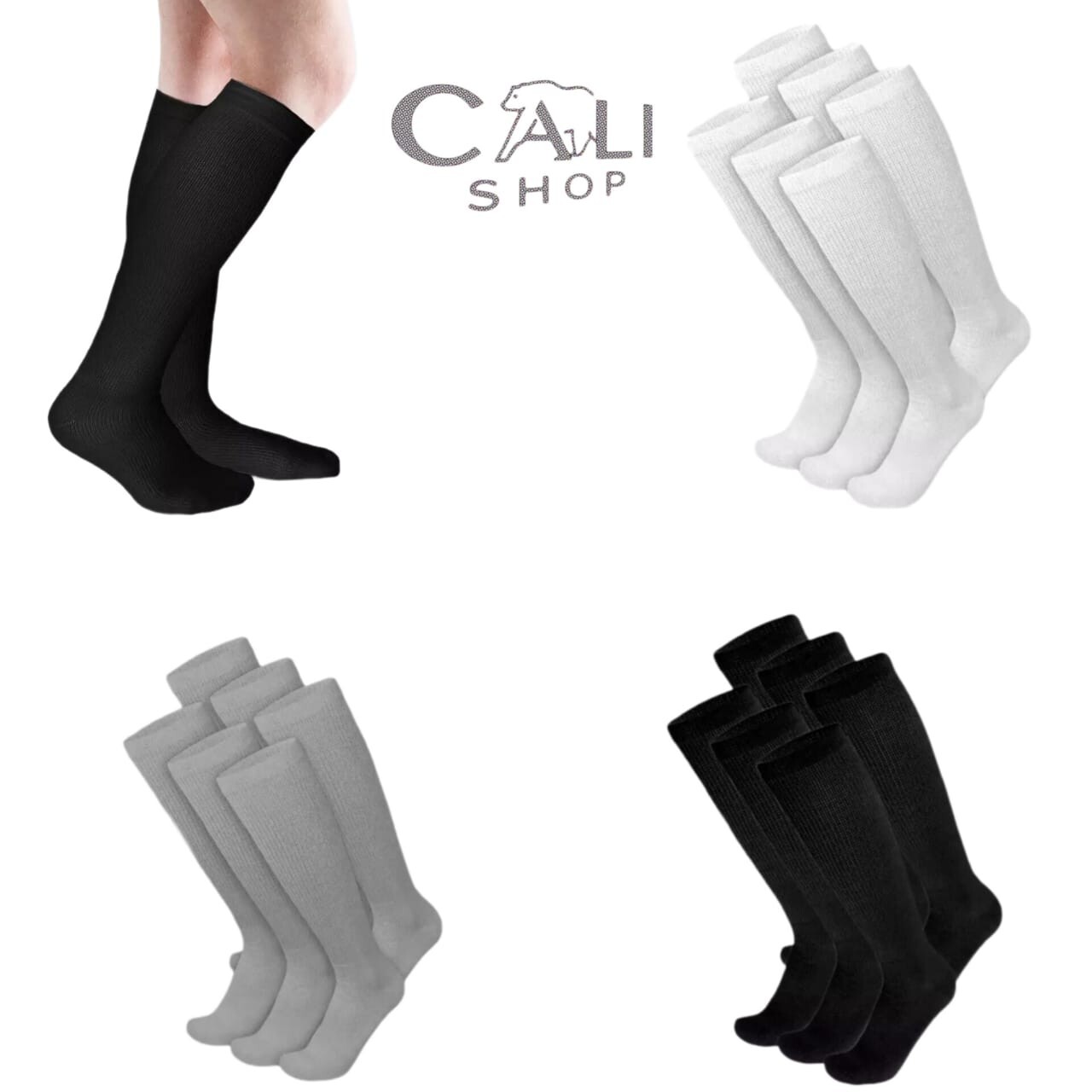 6Pairs Men Diabetic Over the Calf Socks Knee High Compression Cotton 10-13,13-16