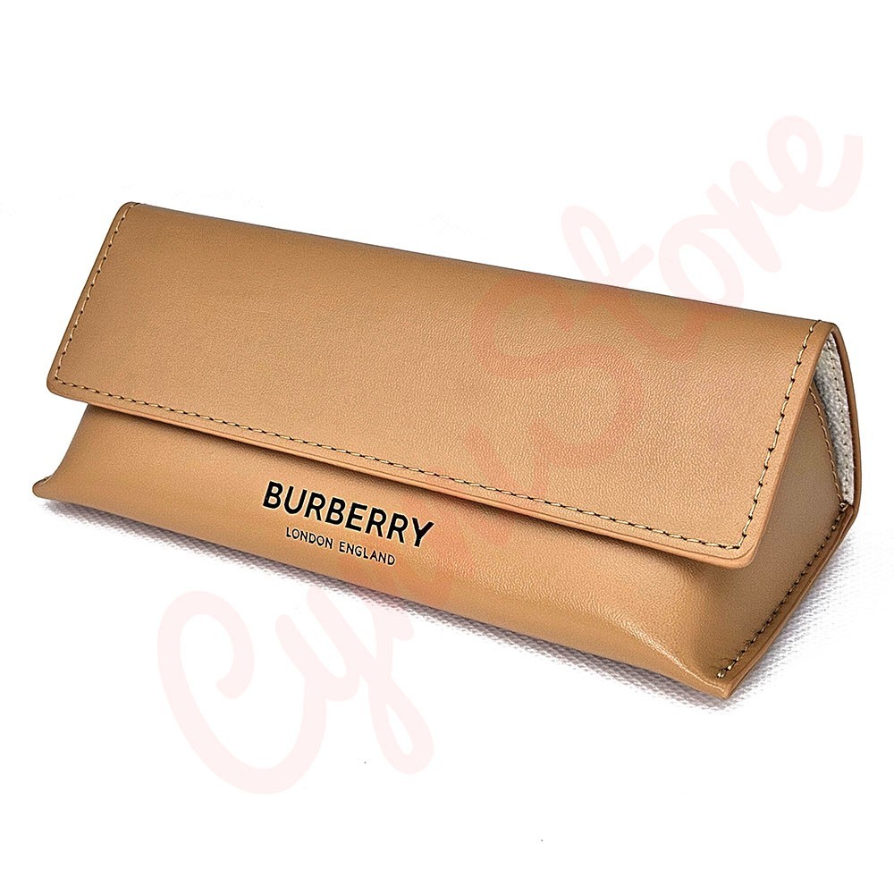 Burberry Camel Brown Soft Leather Eyeglasses & Sunglass Case with Cloth & Box