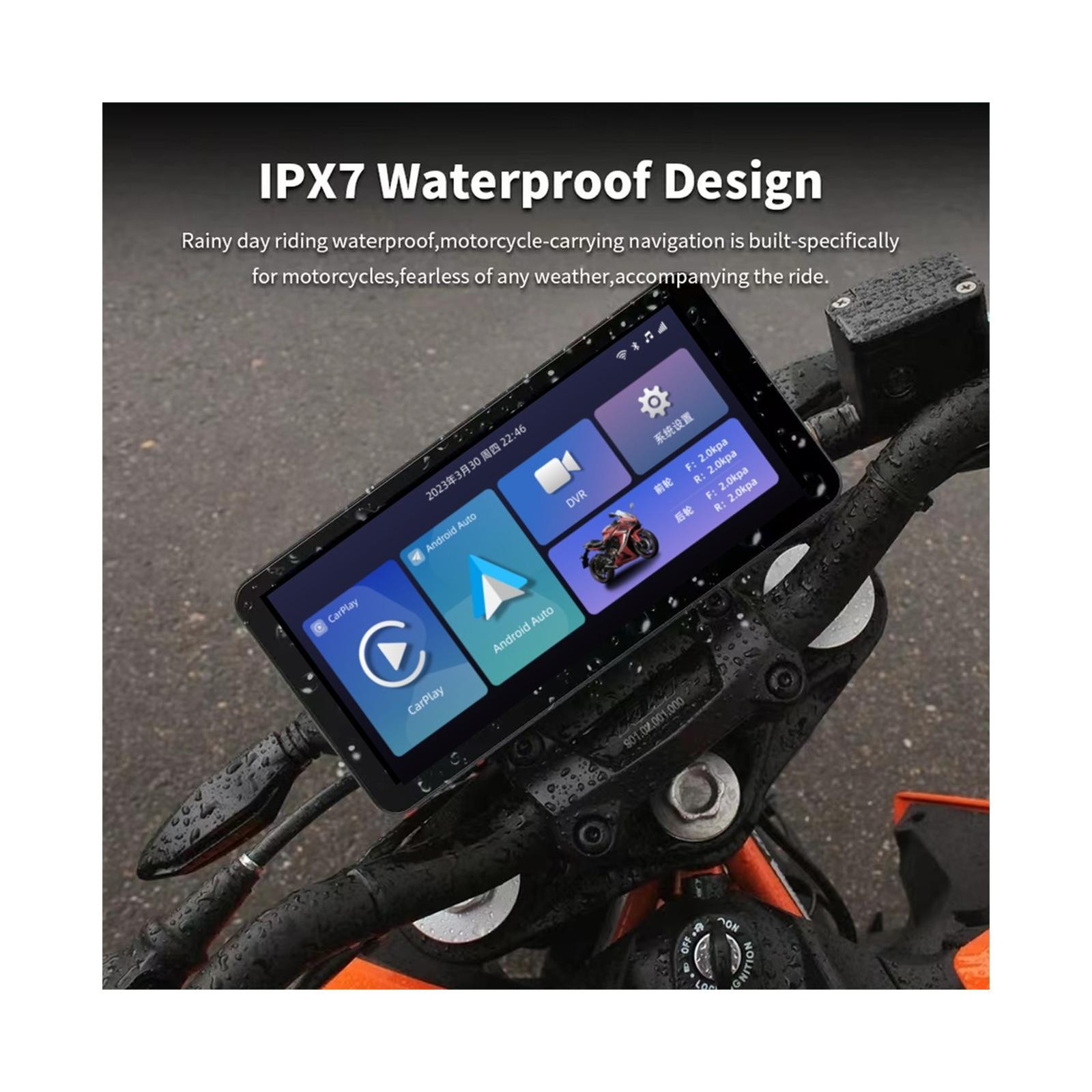 Motorcycle GPS Navigation Wireless Portable Carplay/Android Waterproof