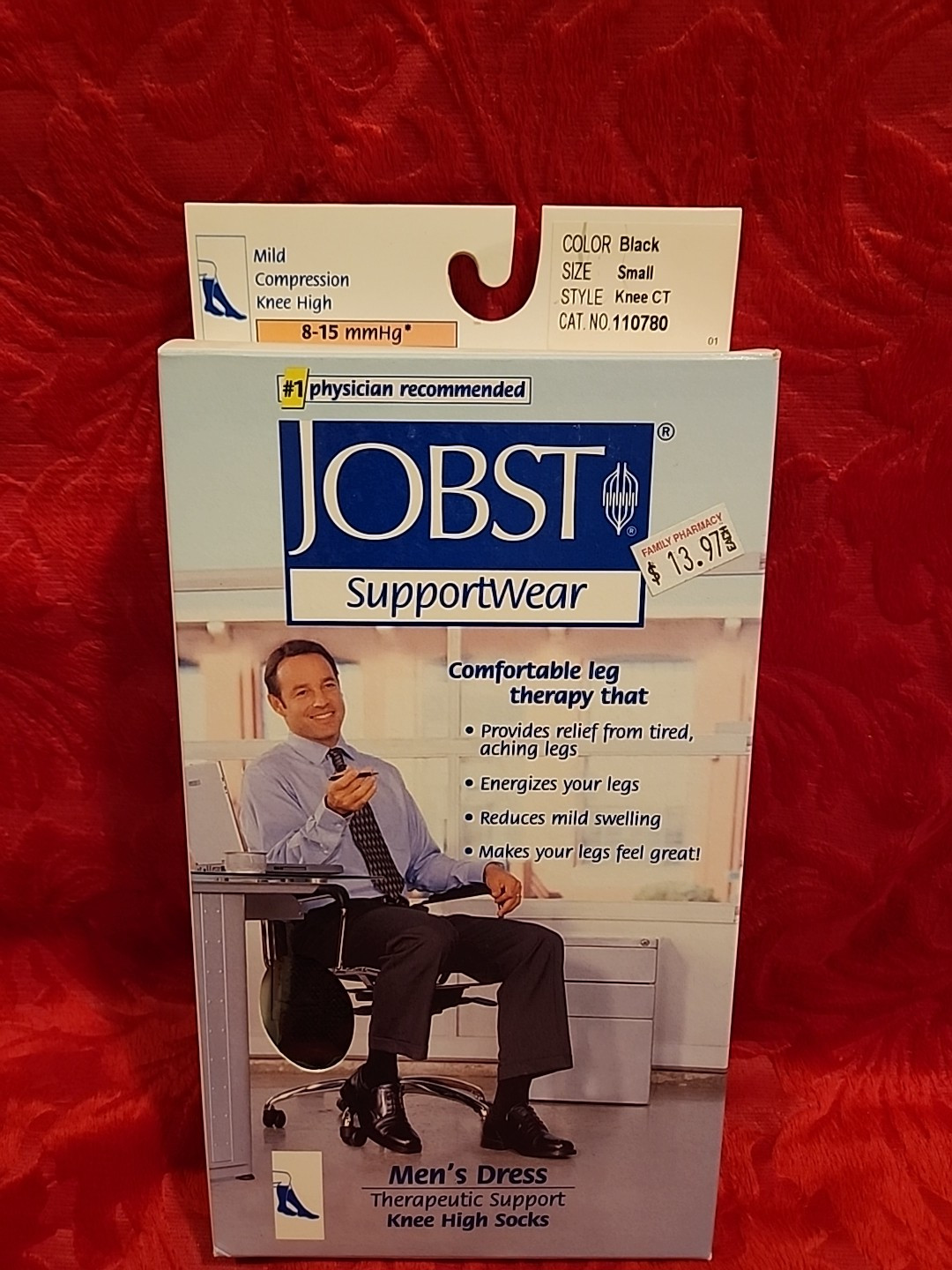 JOBST Supportwear Mens Dress Knee Hi CT Socks 8-15mmHg Small Black New In Box