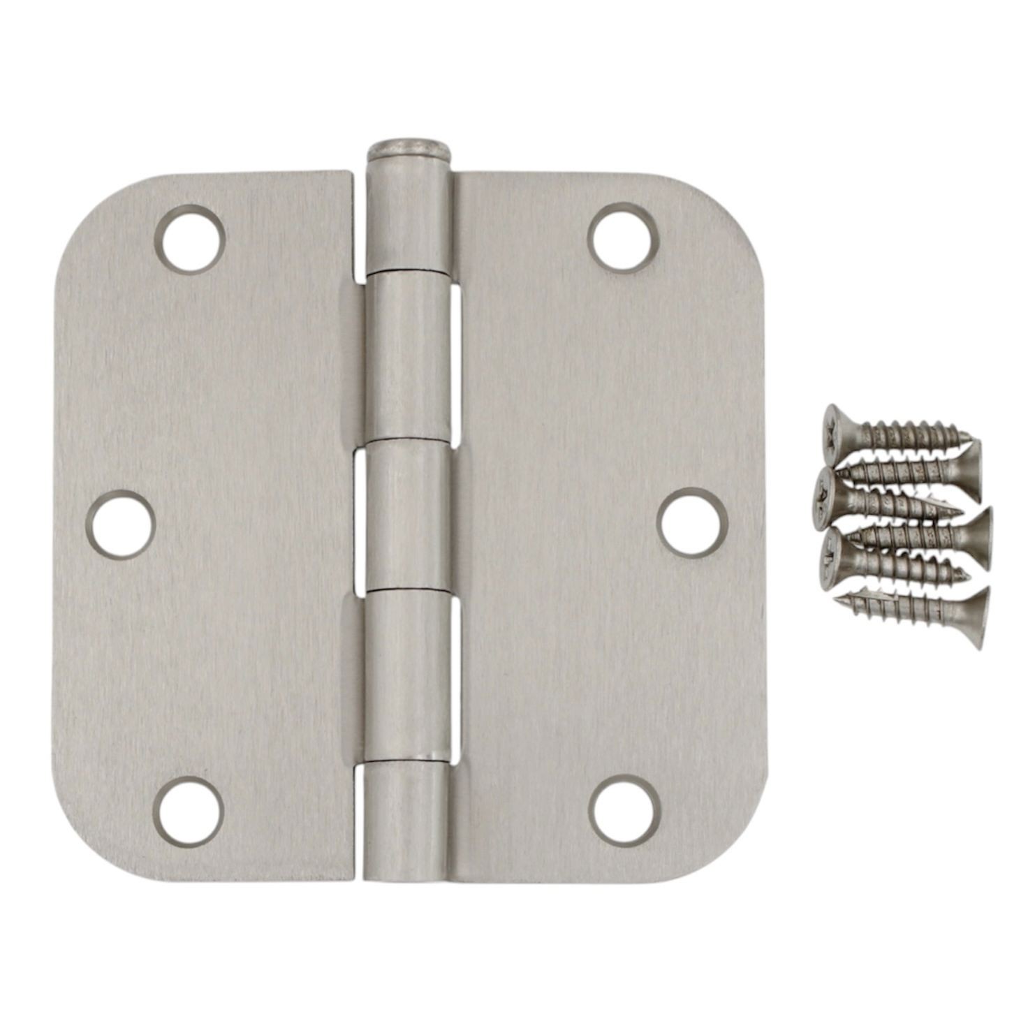 3 Pack Warwick 3 1/2" Door Hinges 5/8" Radius Corner Satin Nickel DA3012SN