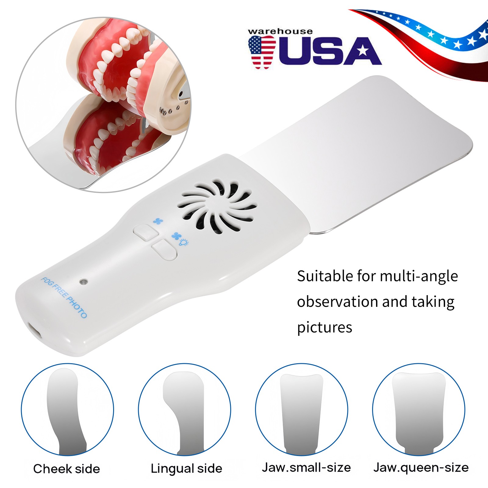 Dental Occlusal Mirror Fog Free LED Intra Oral Photo System 4 Mirrors Anti-Fog