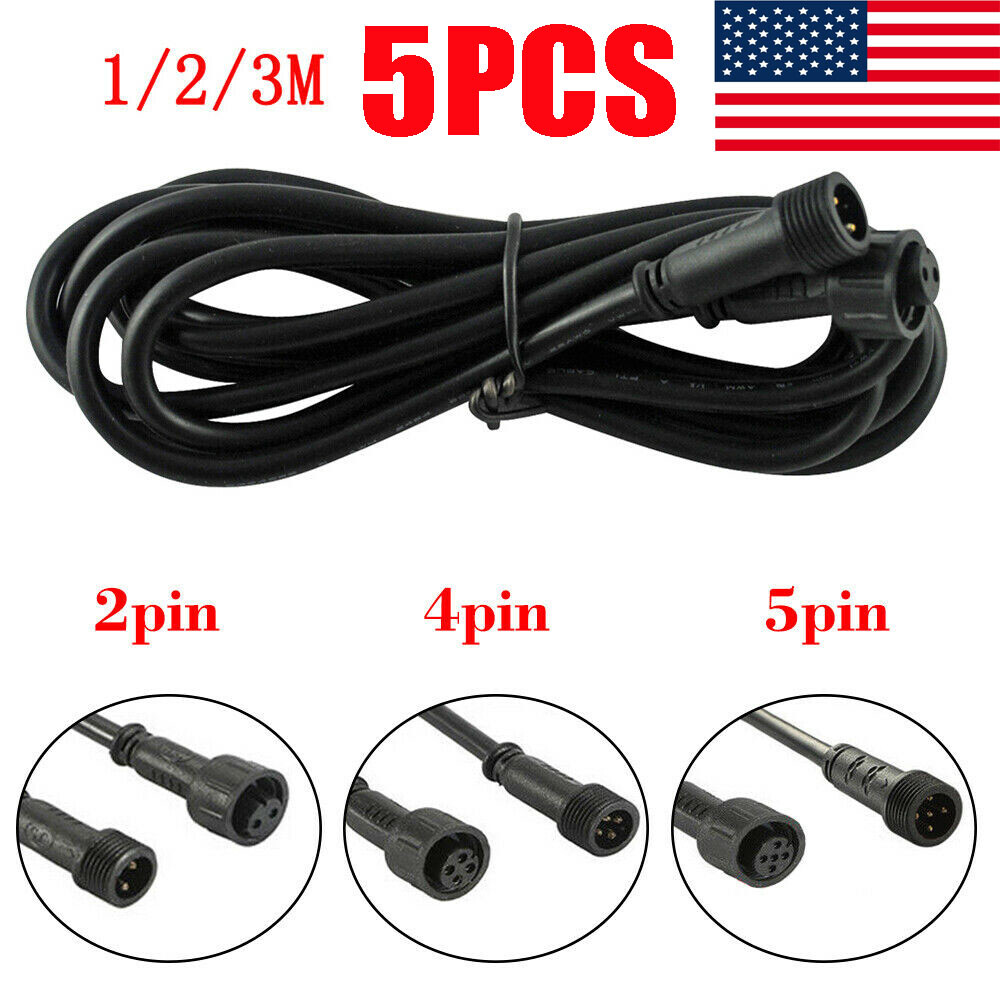 5Packs 2/4/5-PIN 1/2/3m Extension Cable Cord for FVTLED Deck Light Waterproof