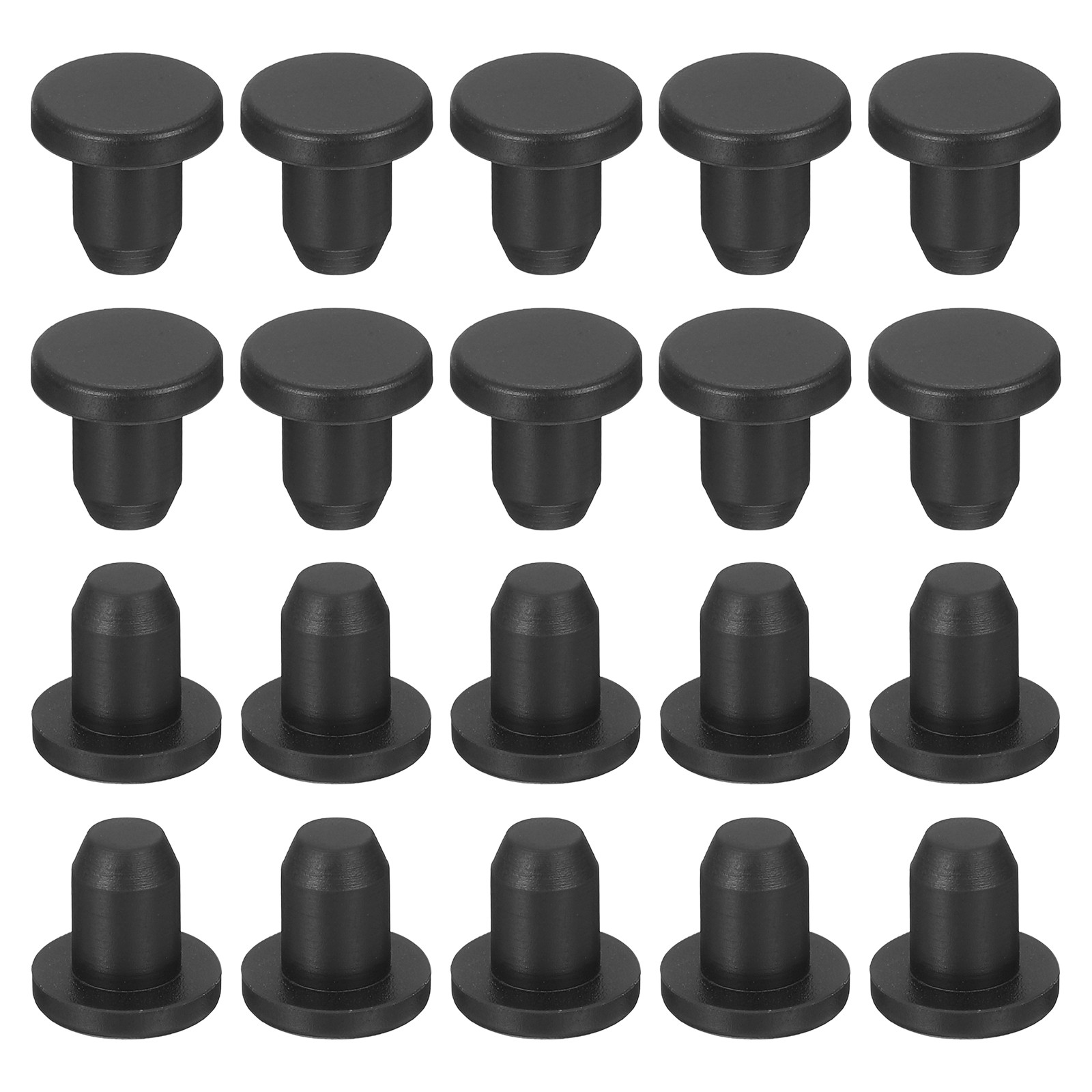 20-Pack Black Rubber Stopper Plugs, 5.8mm Plug Holes for 5.5mm/0.22-0.22" Hole