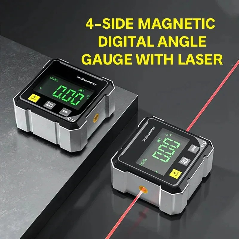 Digital Angle Gauge Magnetic Inclinometer Laser Level Protractor Angle Finder