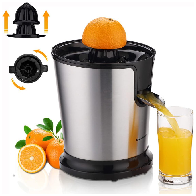 Electric Citrus Juicer, Lemon Squeezer, Orange Squeezer with Two Cones, Black