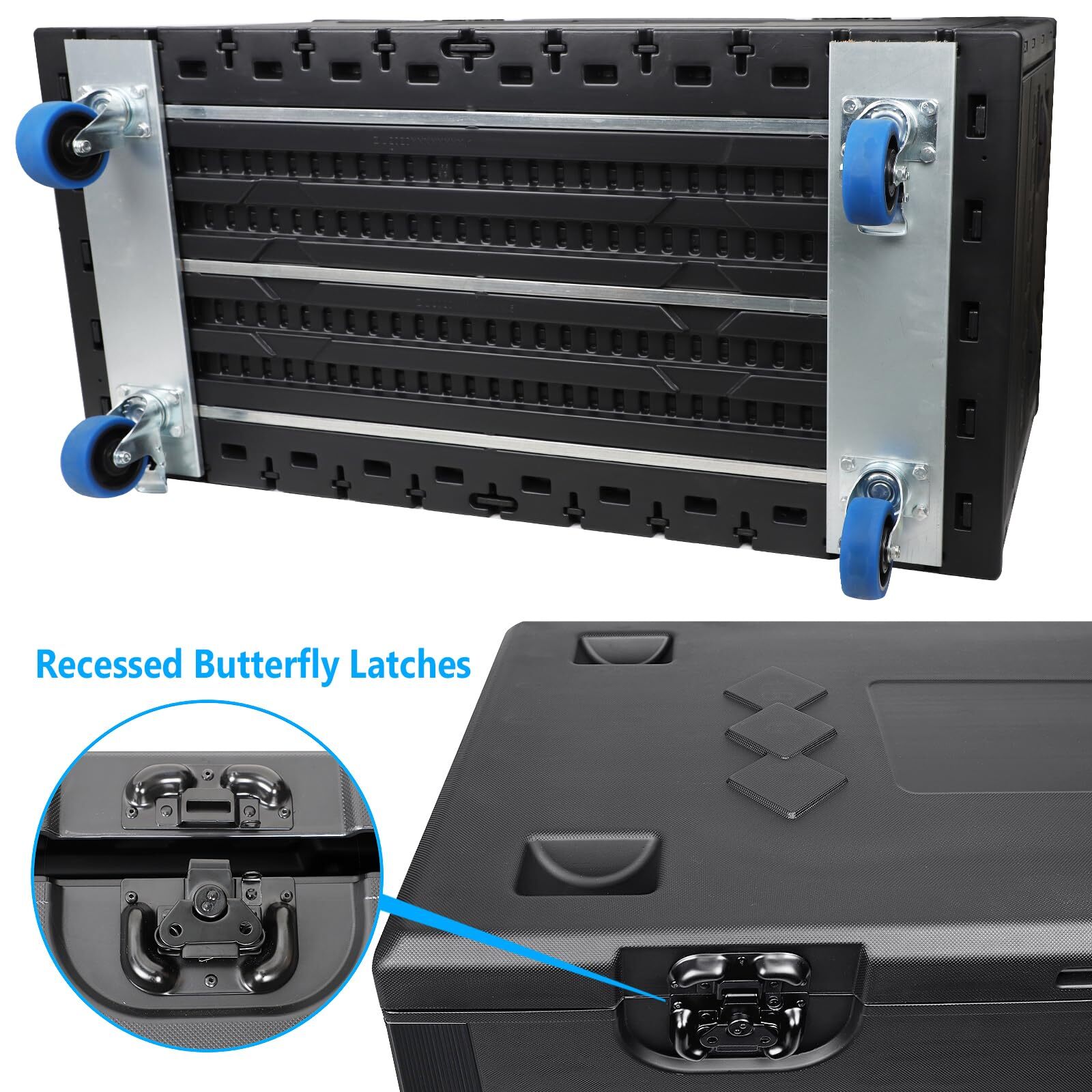 Cable Trunk ATA Road Case Utility Road Trunk Flight Case w/ Wheels for Pro Audio