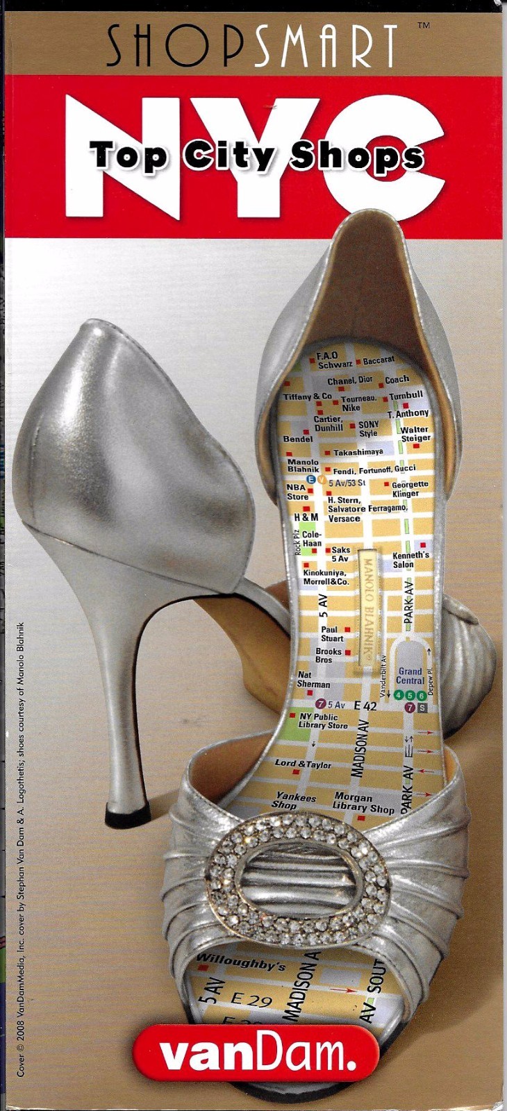 Laminated & Folded ShopSmart Map of NYC, New Yrok, Top City Shops, by VanDam Map