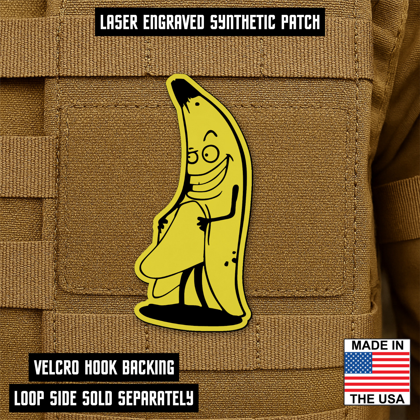 Naughty Banana Funny Morale Patch, 3.5x1.6" Hook & Loop Plate Carrier Patch