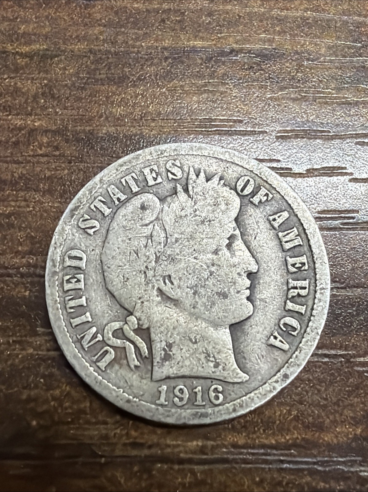 1916 Barber Liberty Head Dime 90% silver Actual coin